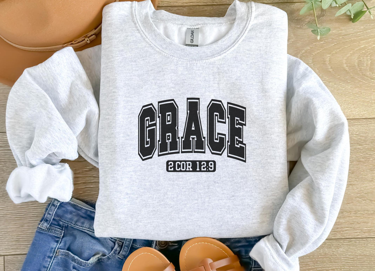 Grace Crewneck Sweatshirt: Christian Bible Verse Apparel