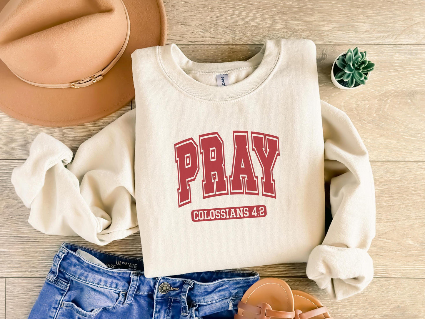 Pray Sweatshirt, Religious Crewneck Jumper, Bible Verse Apparel, Christian Clothing, Inspirational Quote Pullover, Faith Based, Jesus Merch