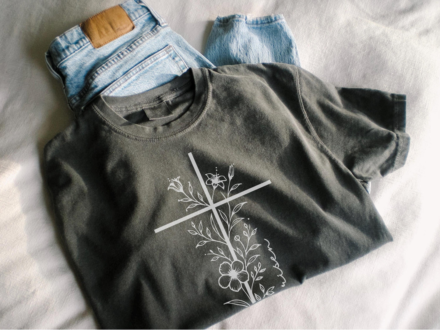 Floral Cross T-Shirt: Christian Faith Graphic Tee