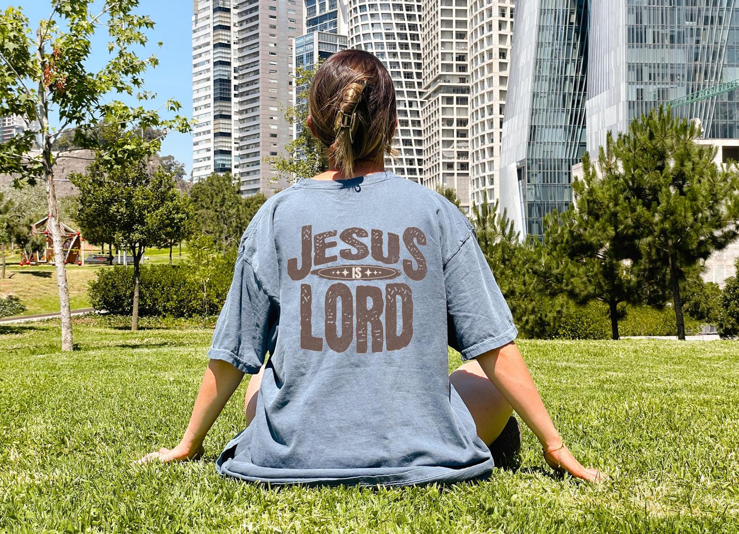 Jesus Is Lord Oversized Tee: Christian Graphic T-Shirt