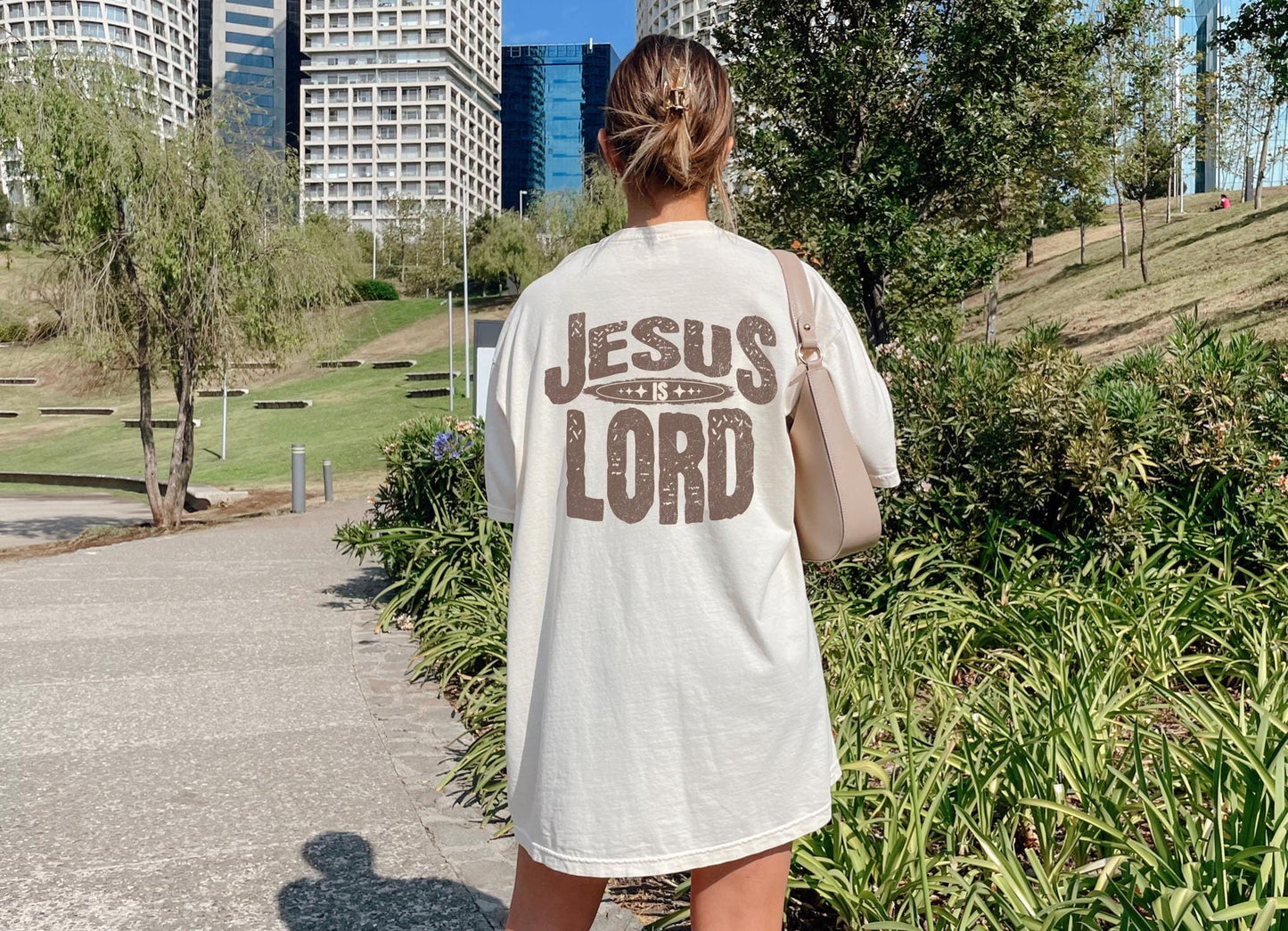 Jesus Is Lord Oversized Tee: Christian Graphic T-Shirt