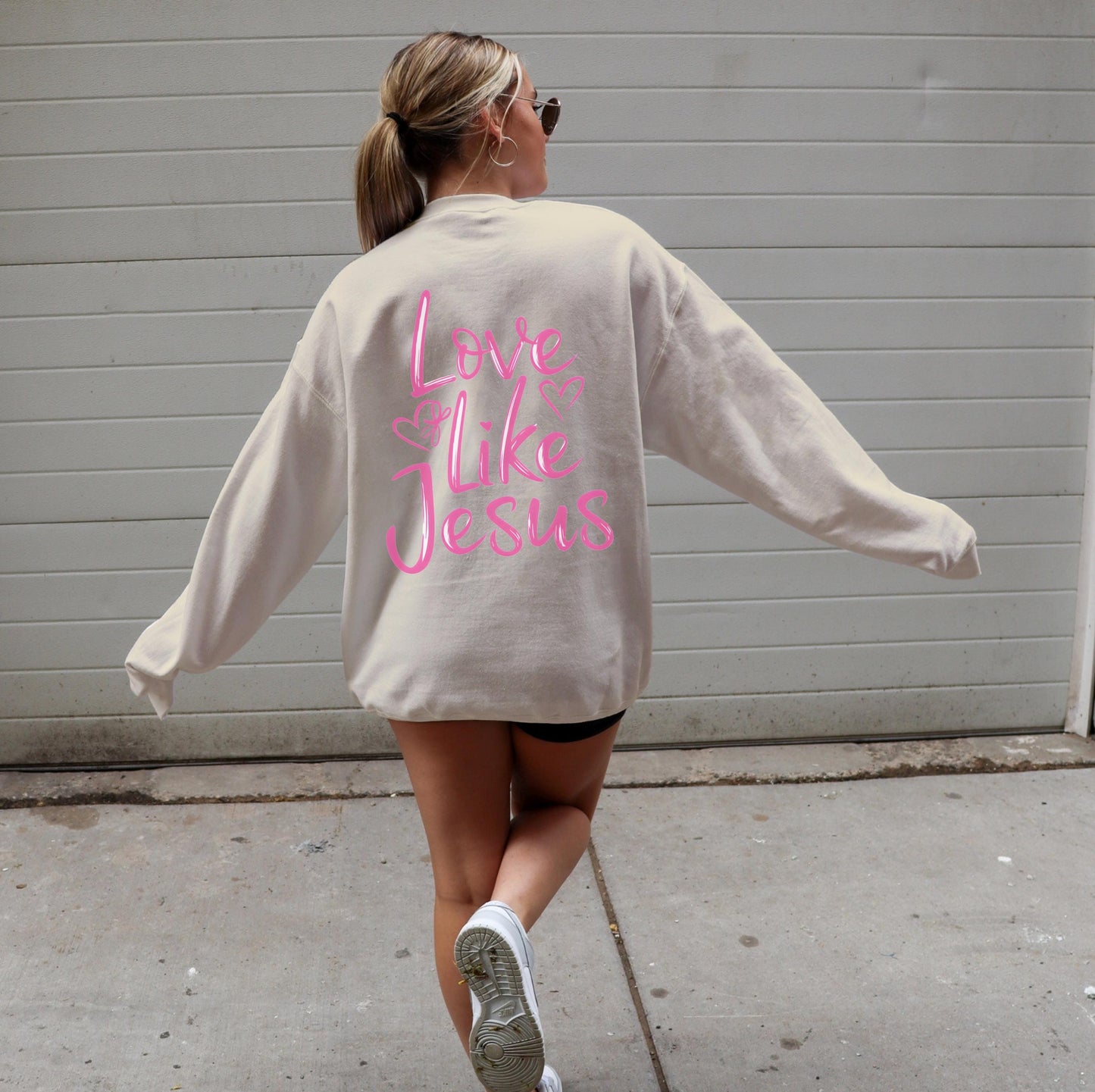 Love Like Jesus Sweatshirt: Pink Christian Coquette Hoodie