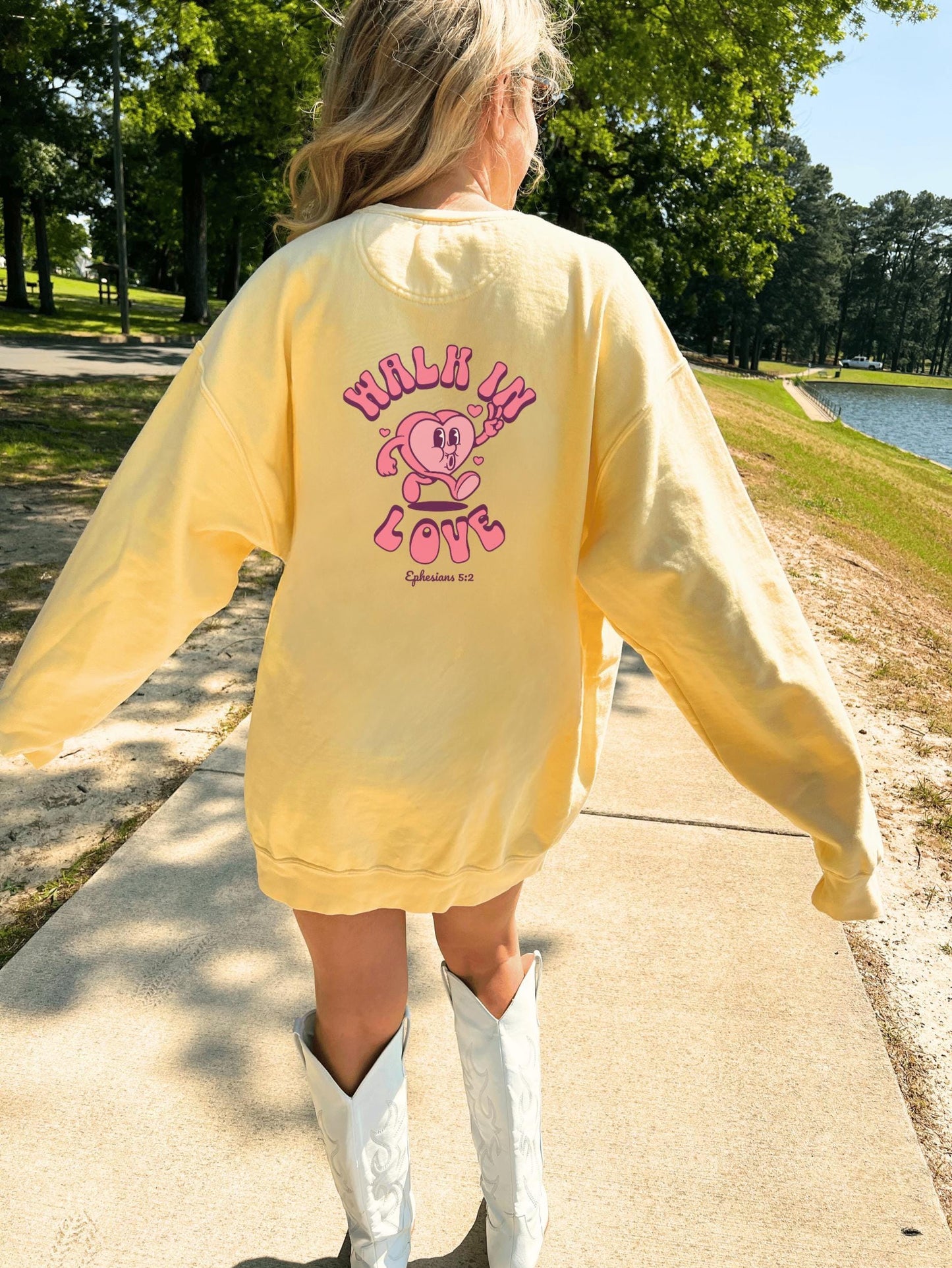 Walk in love Ephesians 5:2 oversized graphic sweatshirt crewneck