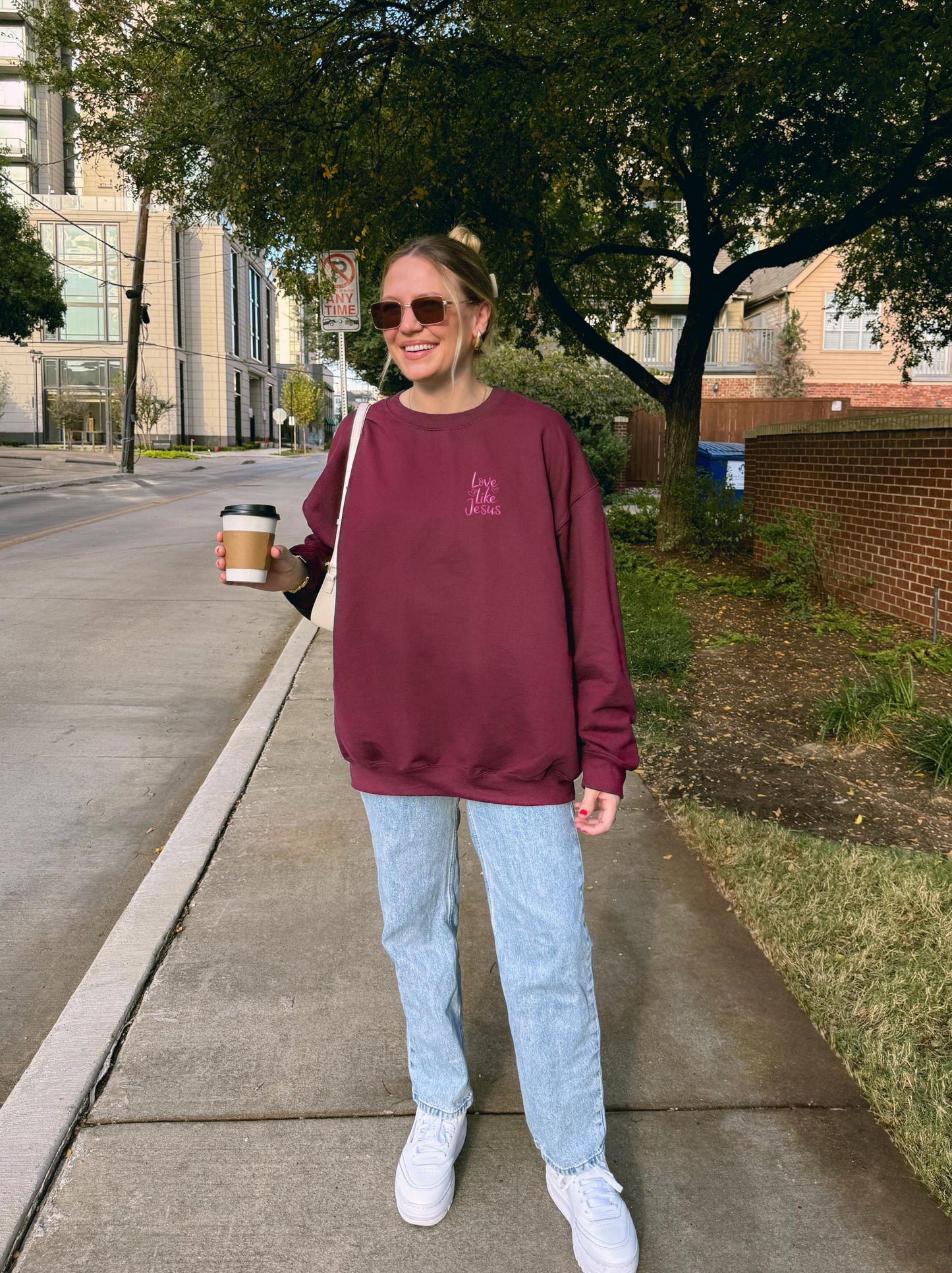 Love Like Jesus Sweatshirt: Pink Christian Coquette Hoodie