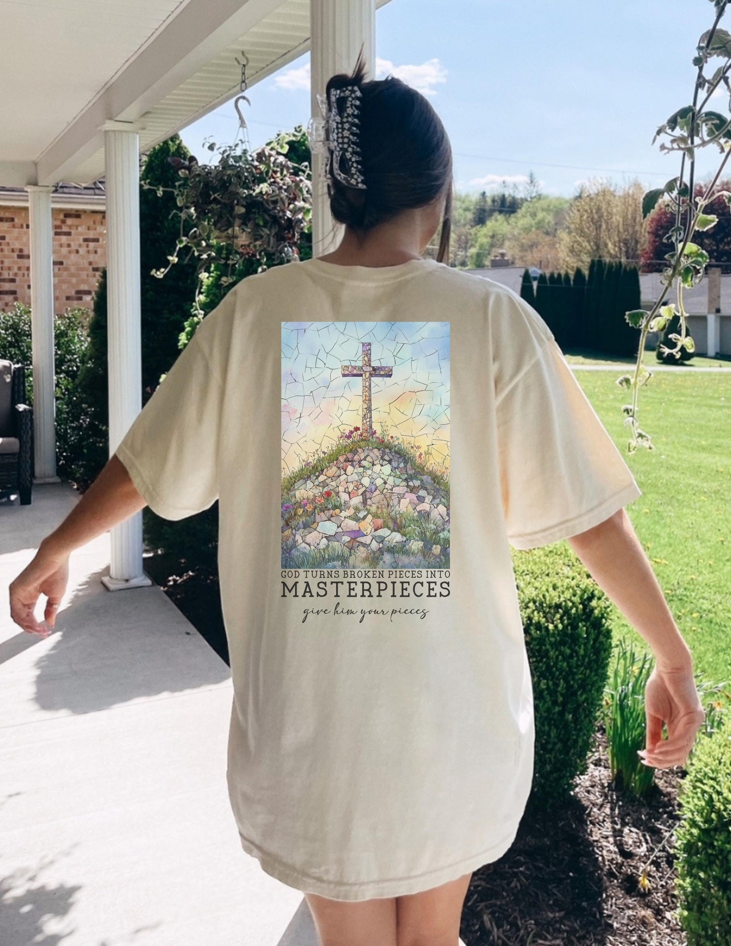 God Turns Broken Pieces Into Masterpieces Shirt: Christian Graphic Tee