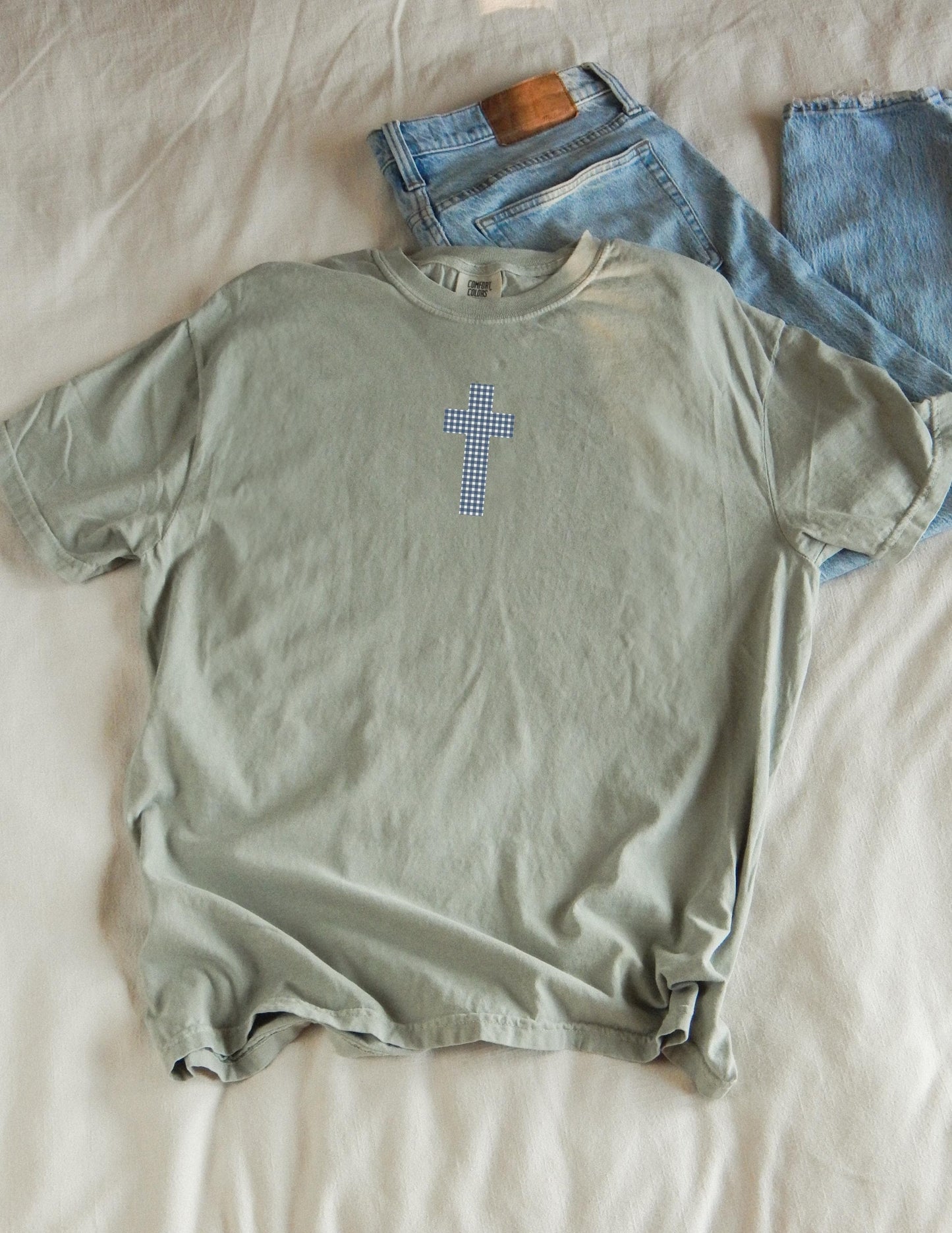 Jesus Is King Gingham T-Shirt: Christian Faith-Based Tee