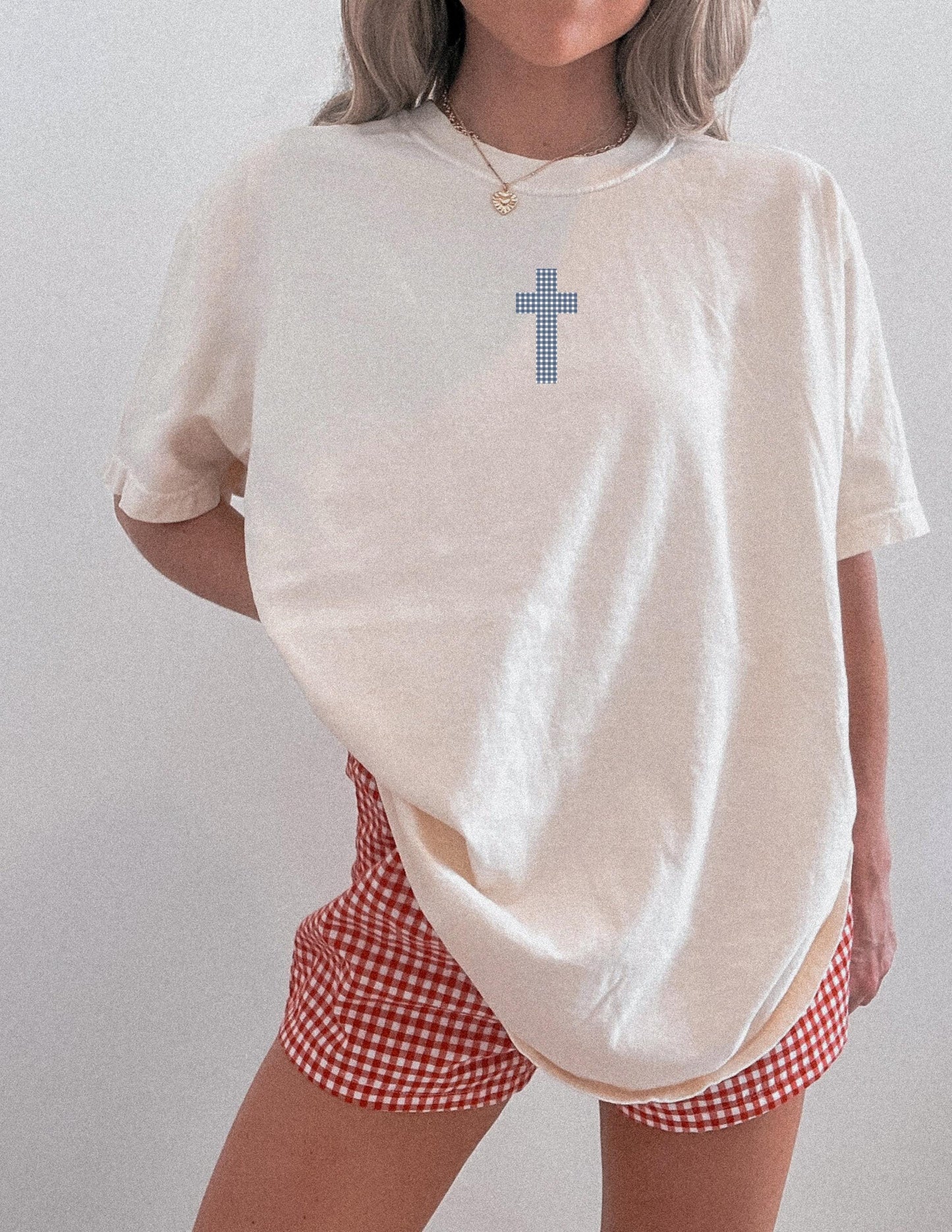 Jesus Is King Gingham T-Shirt: Christian Faith-Based Tee