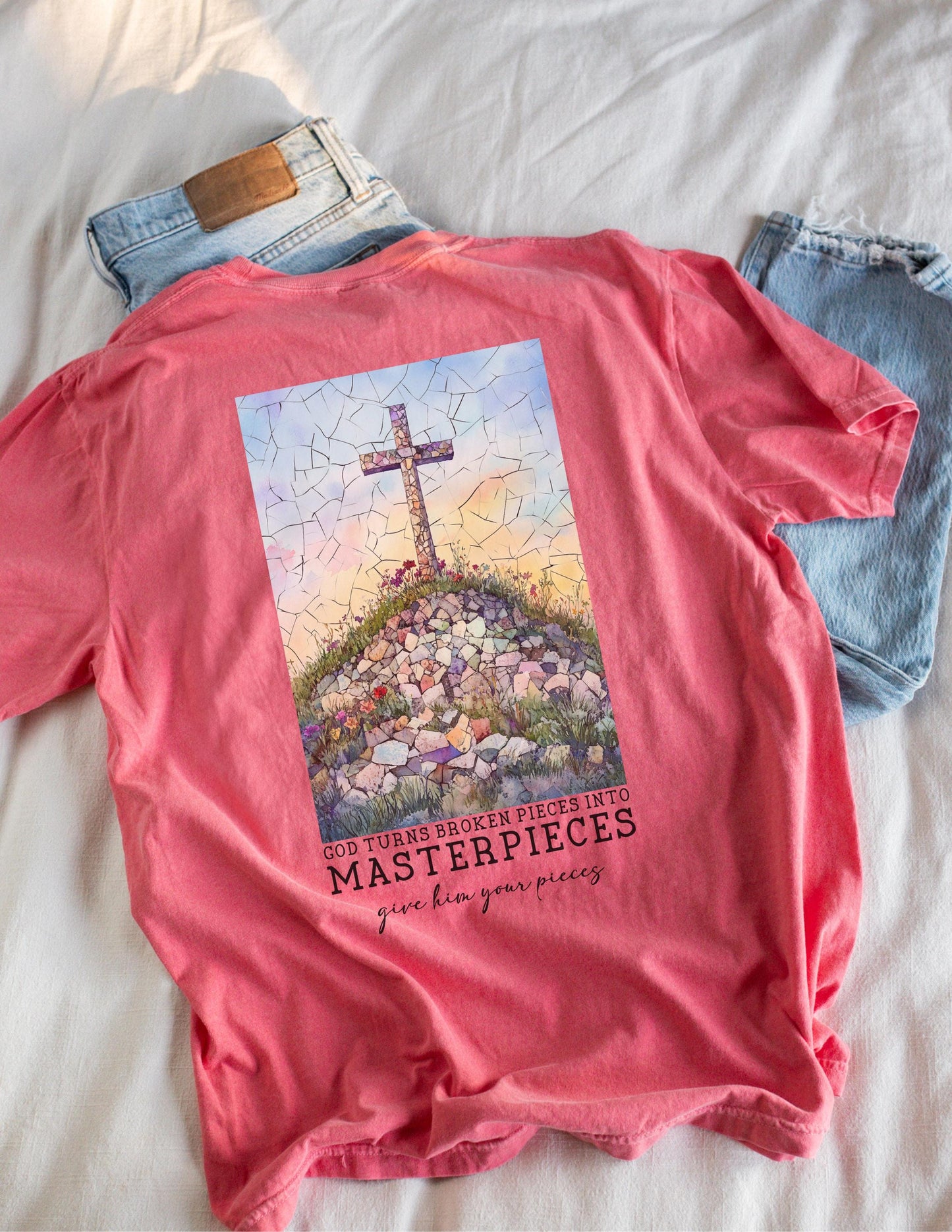 God Turns Broken Pieces Into Masterpieces Shirt: Christian Graphic Tee