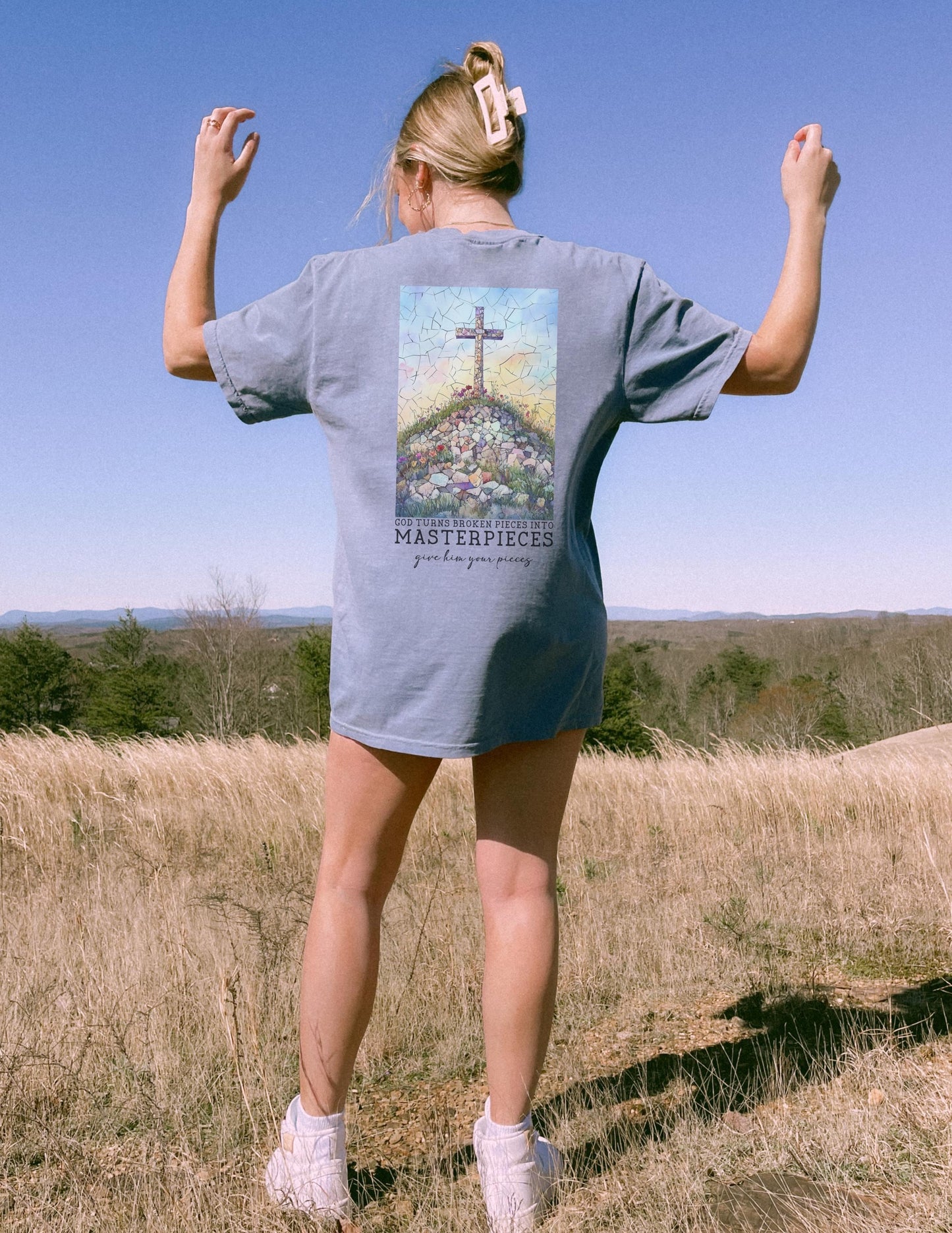 God Turns Broken Pieces Into Masterpieces Shirt: Christian Graphic Tee