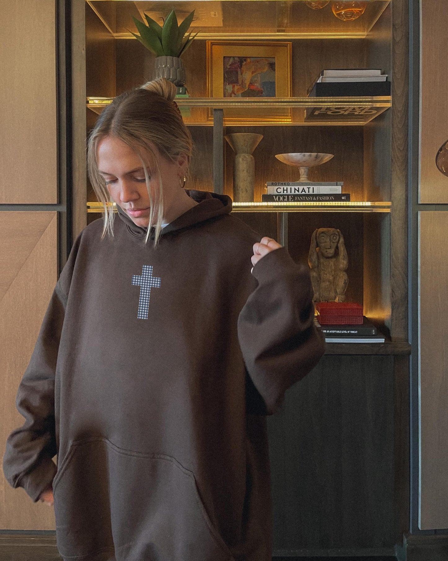 Jesus Is King Gingham Hoodie: Christian Faith Sweatshirt