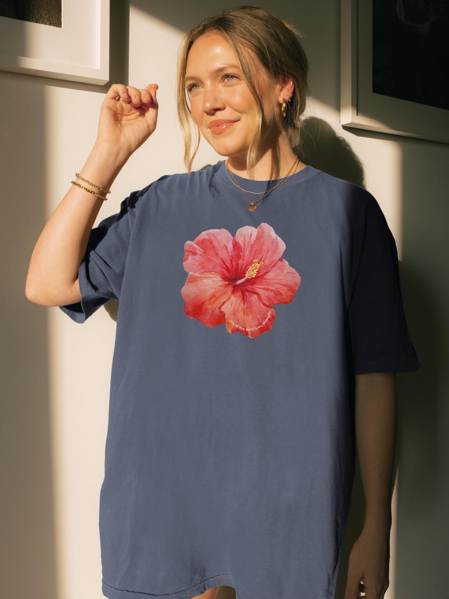 Hibiscus Flower Christian T-Shirt: Joy of the Lord Scripture Tee