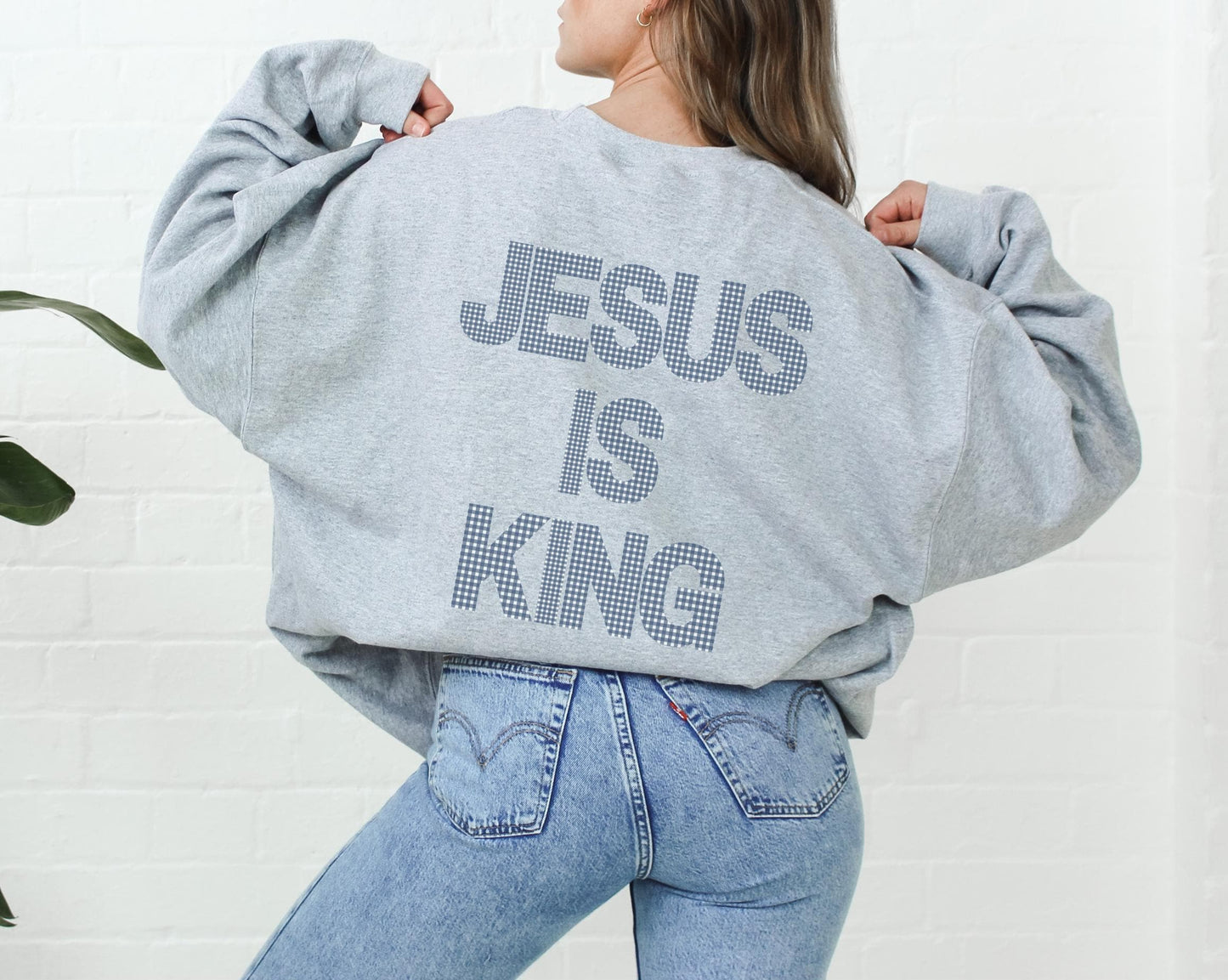 JESUS IS KING Hoodie: Christian Gingham Print Sweatshirt