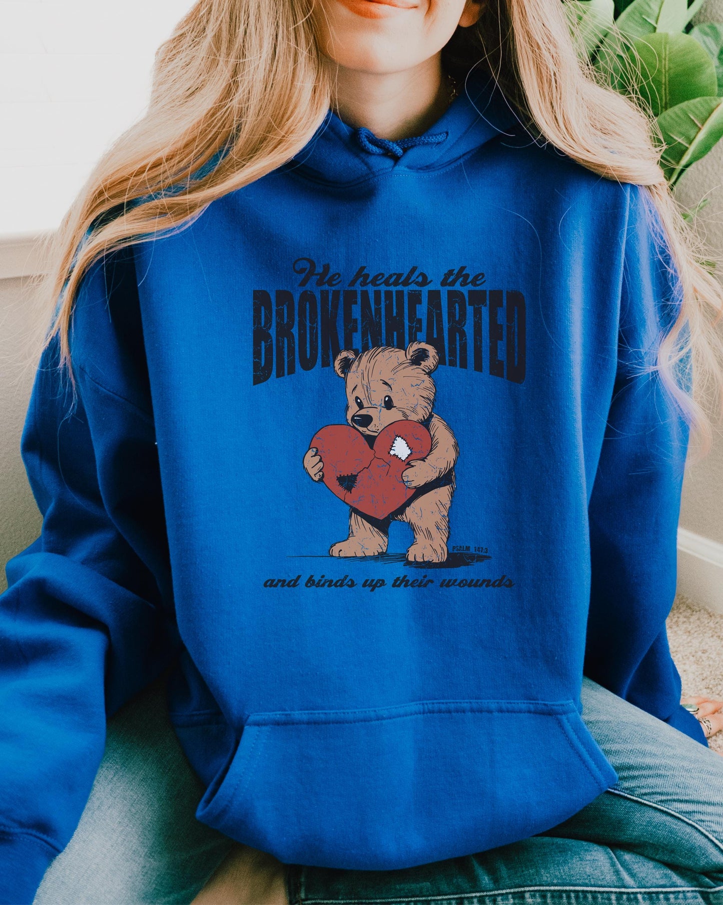 Brokenhearted Hoodie, Christian Sweatshirt, Psalm 147:3 Bible Verse Hoodie, Healing Gift for Her, Scripture Hoodie, Jesus Hoodie, Y2K Hoodie