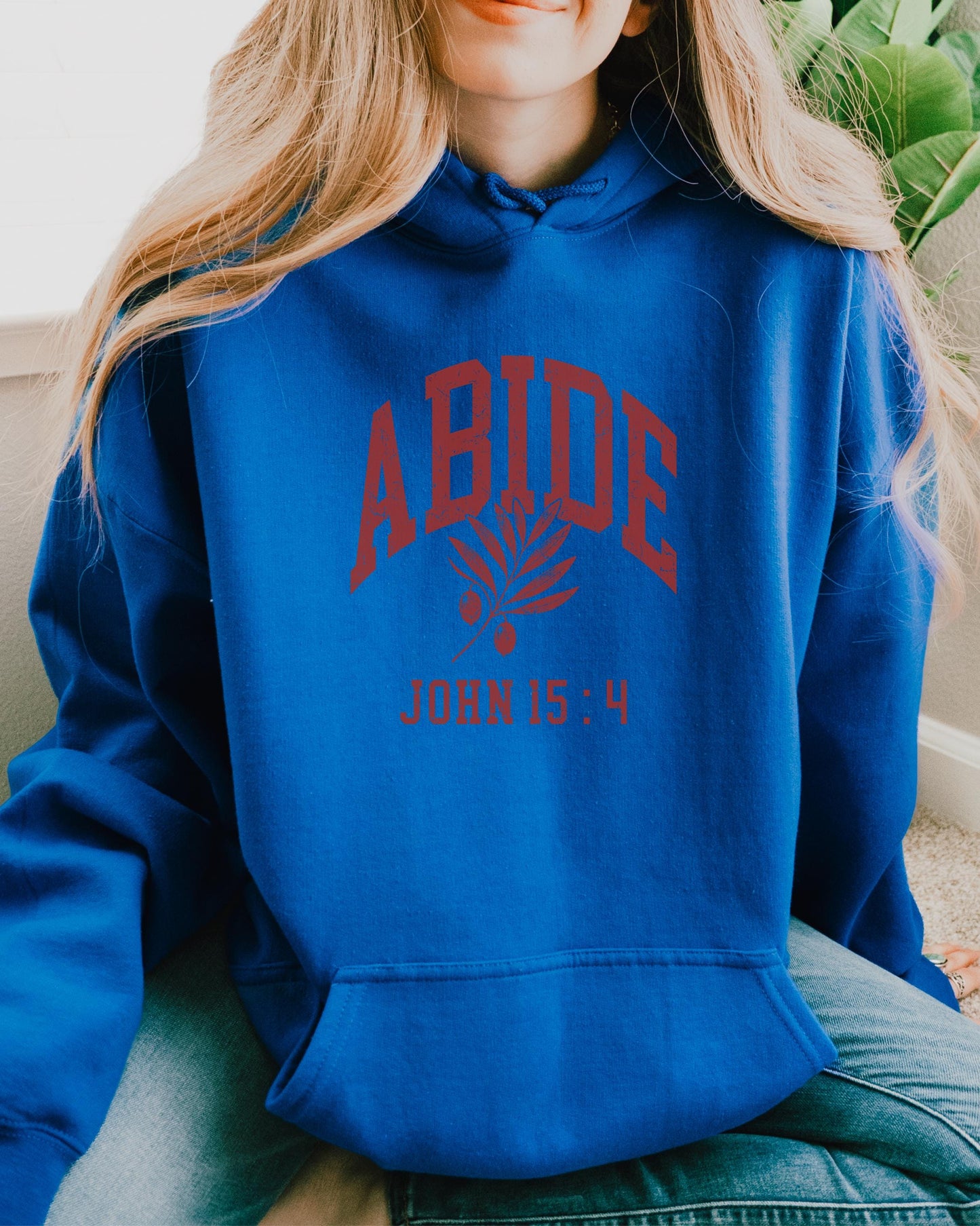 Abide Hoodie, John 15:4 Verse Hoodie, Christian Hoodie, Scripture Sweatshirt, Faith Based Hoodie, Believer Gift, Jesus Hoodie, Gift for Her
