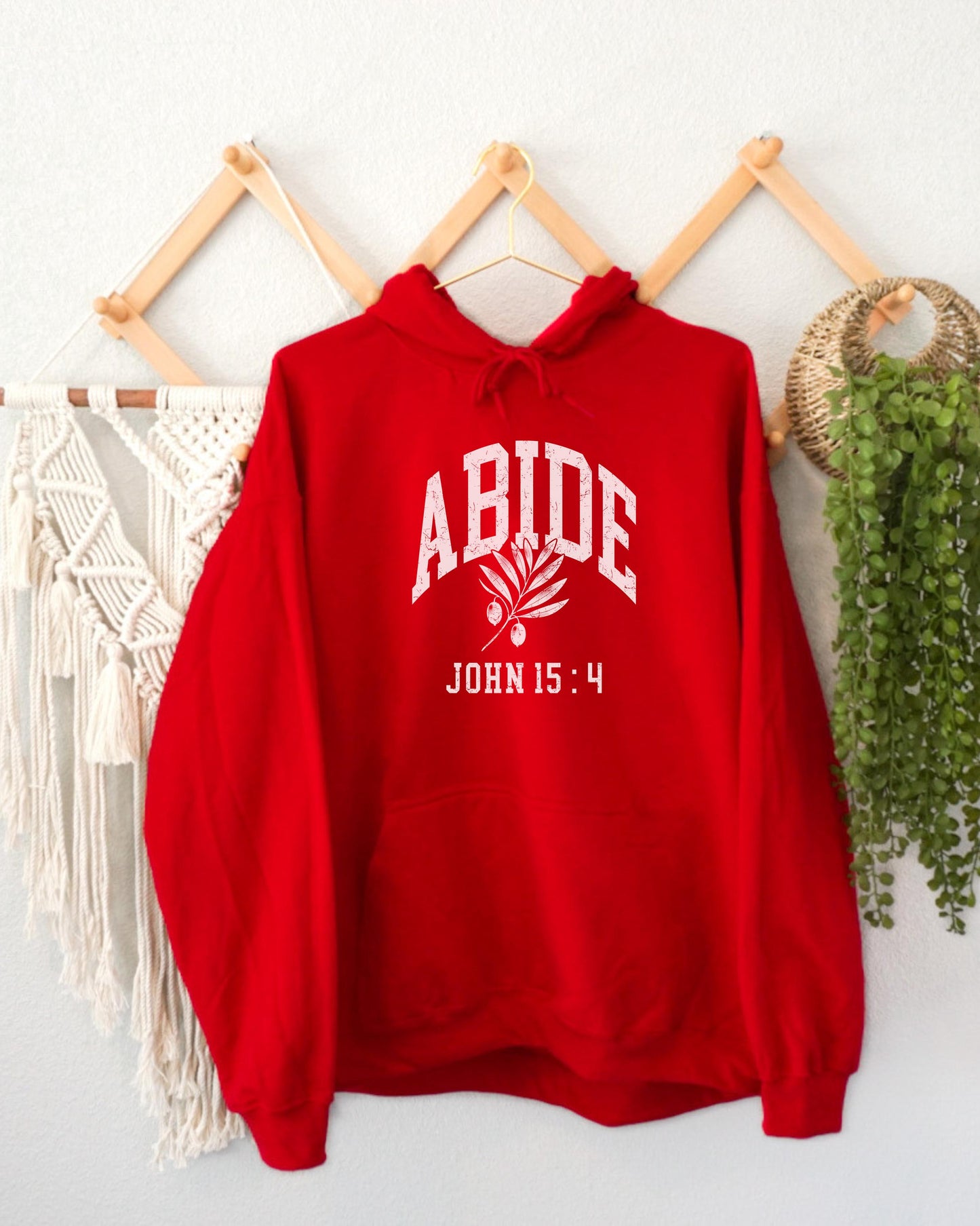 Abide Hoodie, John 15:4 Bible Verse Hoodie, Christian Hoodie, Scripture Hoodie, Faith Based Hoodie, Gift for Her, Olive Branch Jesus Hoodie