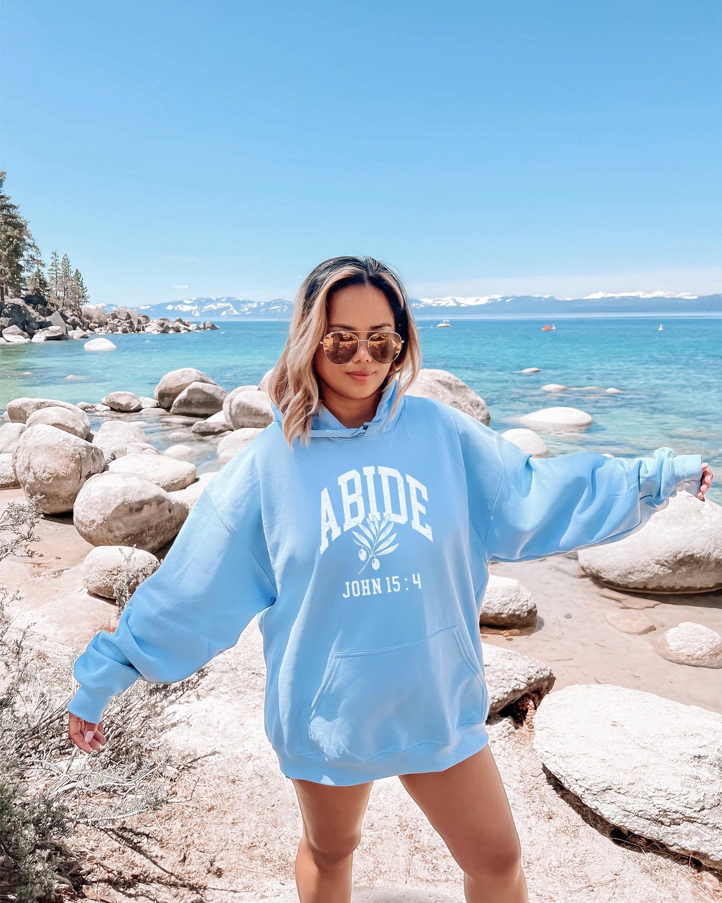 Abide Hoodie, John 15:4 Bible Verse Hoodie, Christian Hoodie, Scripture Hoodie, Faith Based Hoodie, Gift for Her, Olive Branch Jesus Hoodie