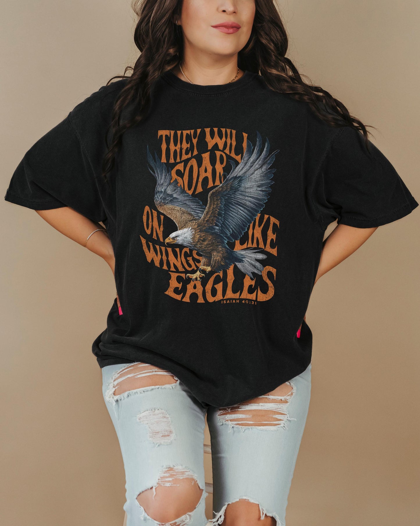 Soar on Wings Like Eagles T-Shirt, Christian T-Shirt, Isaiah 40:31 Bible Verse Tee, Faith-Based Graphic Tee, Vintage Christian Tee, Gift
