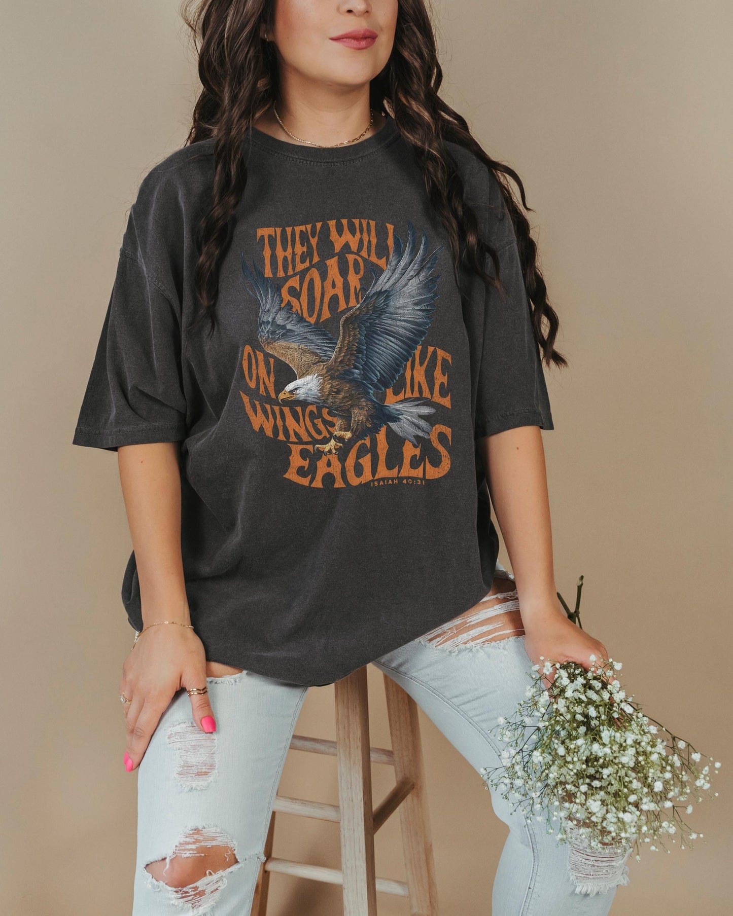 Soar on Wings Like Eagles T-Shirt, Christian T-Shirt, Isaiah 40:31 Bible Verse Tee, Faith-Based Graphic Tee, Vintage Christian Tee, Gift