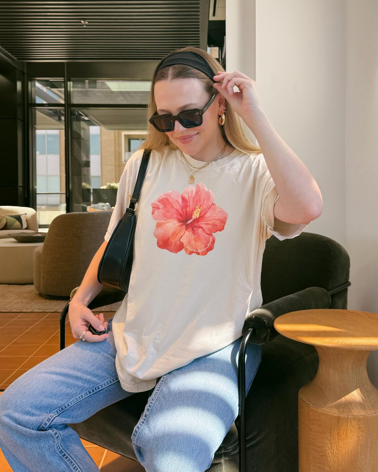 Hibiscus Flower Christian T-Shirt: Joy of the Lord Scripture Tee
