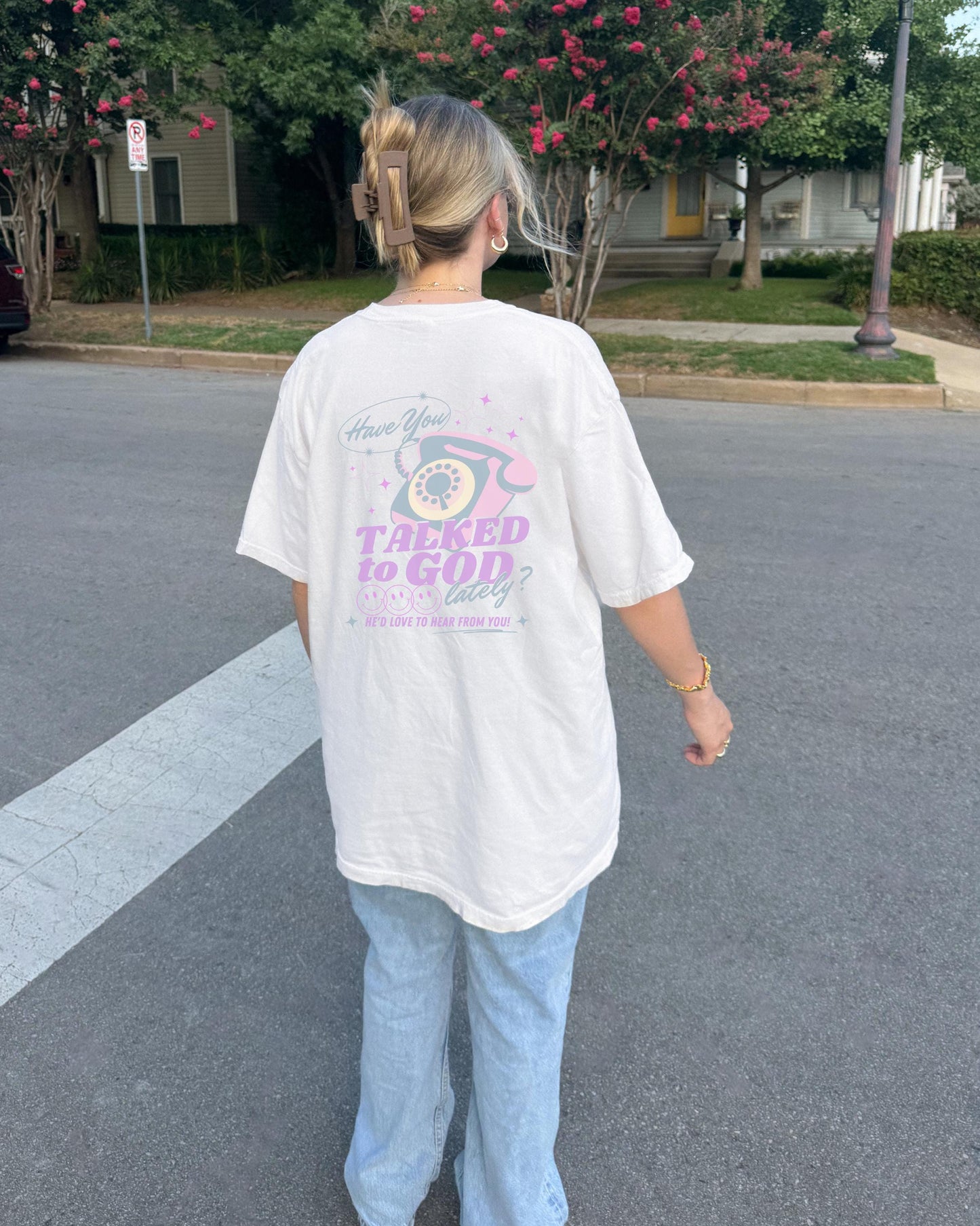 Pastel "Talked to God Lately?" T-Shirt: Retro Christian Graphic Tee
