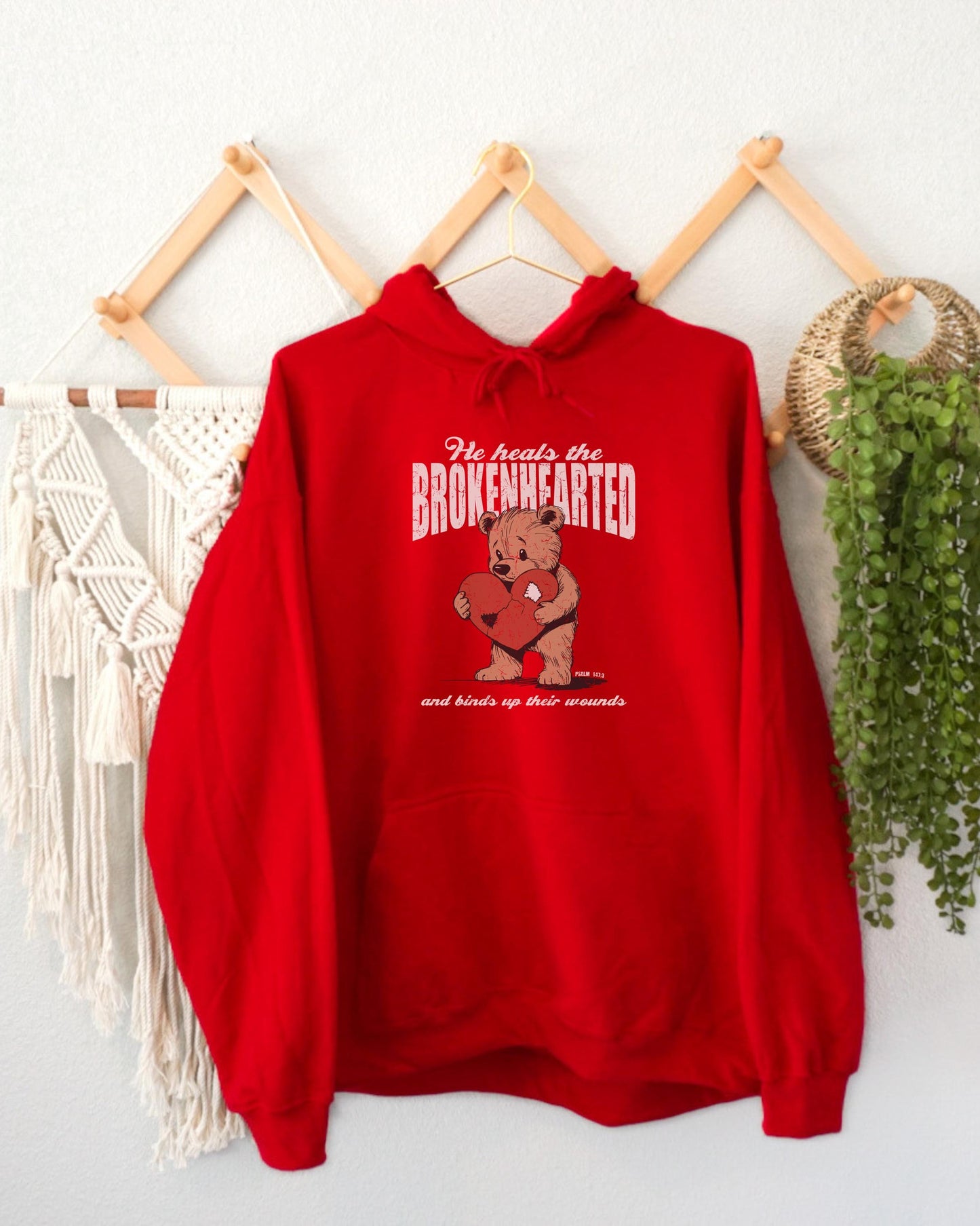 Brokenhearted Hoodie, Christian Sweatshirt, Bible Verse Hoodie, Psalm 147:3 Scripture Hoodie, Healing Hoodie, Jesus Hoodie, Gift for Her