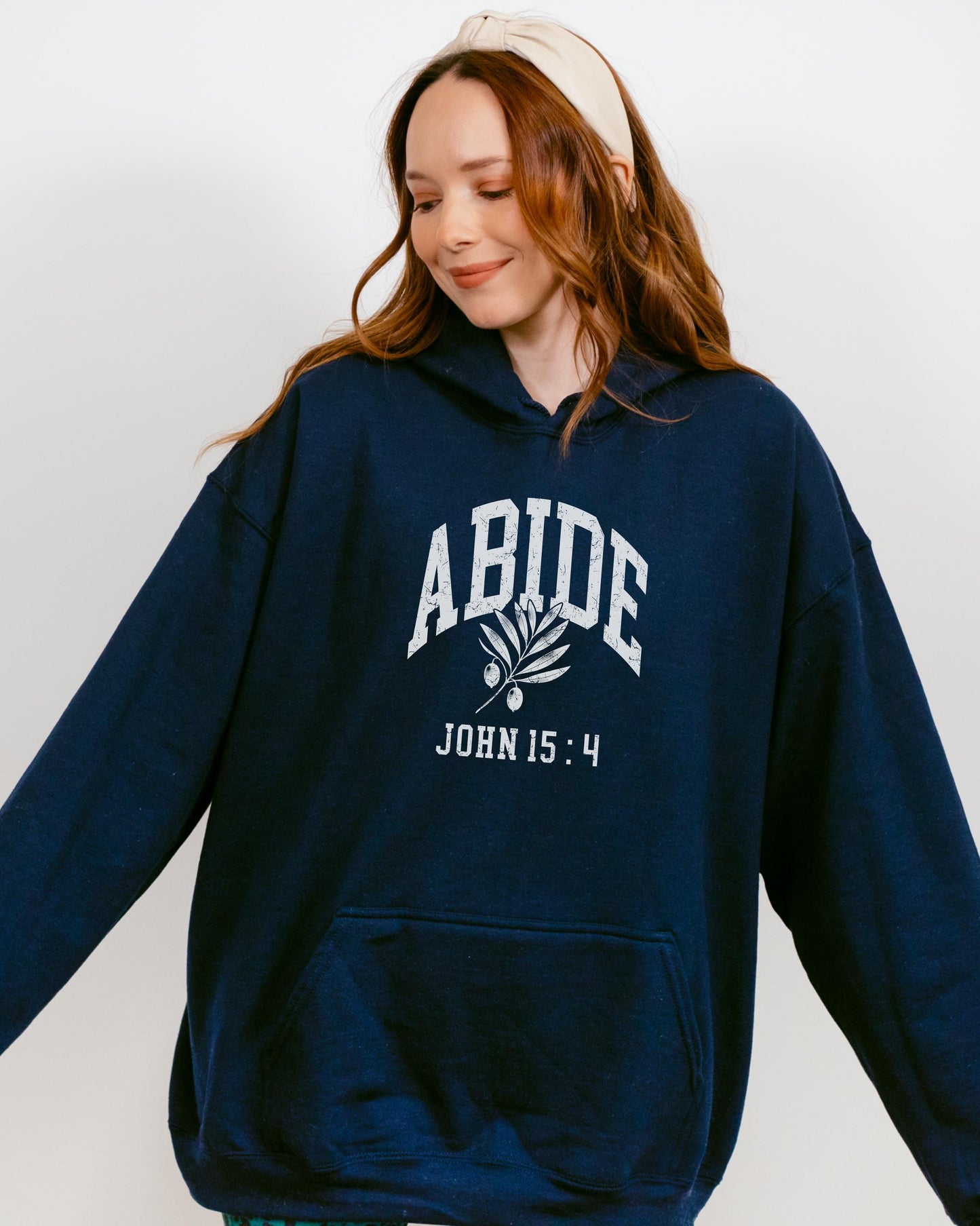 Abide Hoodie, John 15:4 Bible Verse Hoodie, Christian Hoodie, Scripture Hoodie, Faith Based Hoodie, Gift for Her, Olive Branch Jesus Hoodie