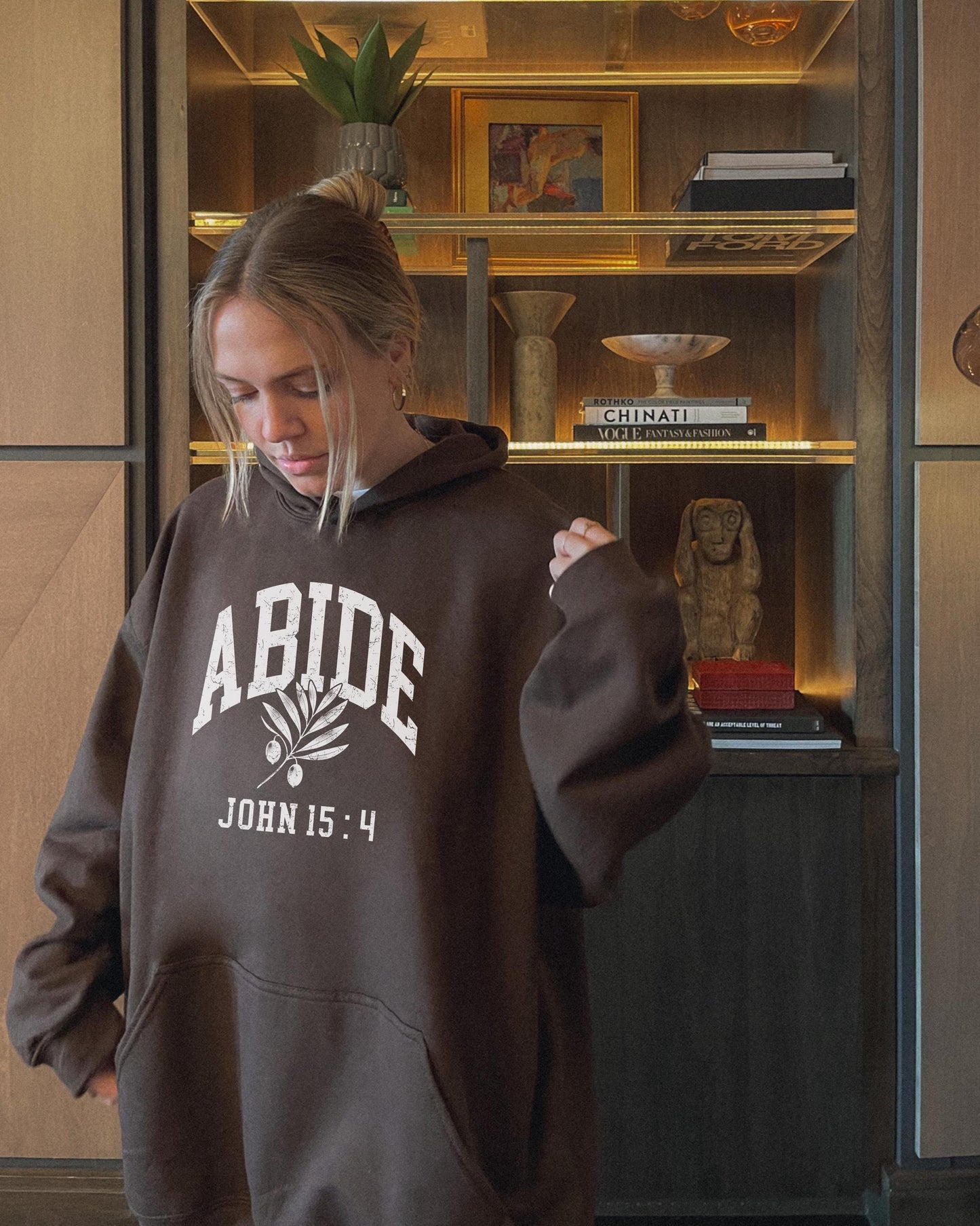 Abide Hoodie, John 15:4 Bible Verse Hoodie, Christian Hoodie, Scripture Hoodie, Faith Based Hoodie, Gift for Her, Olive Branch Jesus Hoodie