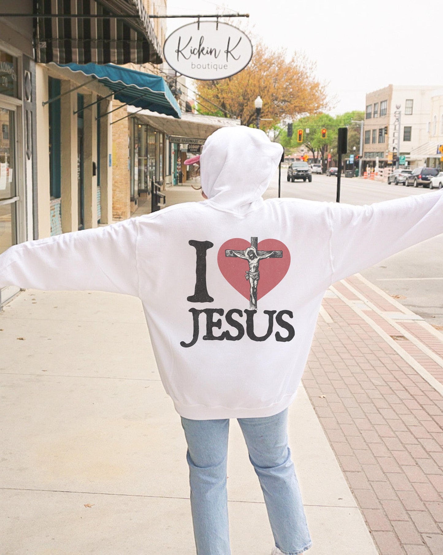 I Love Jesus Hoodie: Vintage Cross Graphic, Christian Y2K Sweatshirt