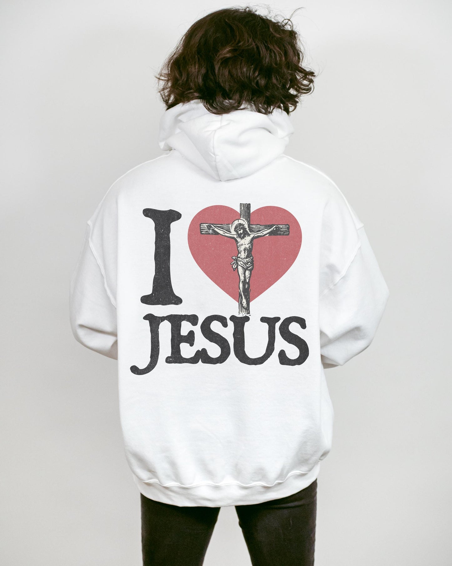 I Love Jesus Hoodie: Vintage Cross Graphic, Christian Y2K Sweatshirt