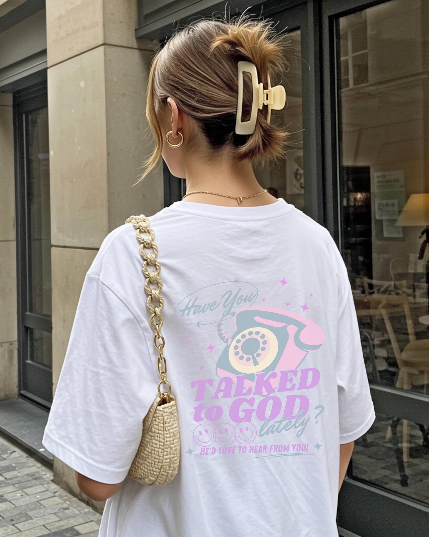 Pastel "Talked to God Lately?" T-Shirt: Retro Christian Graphic Tee