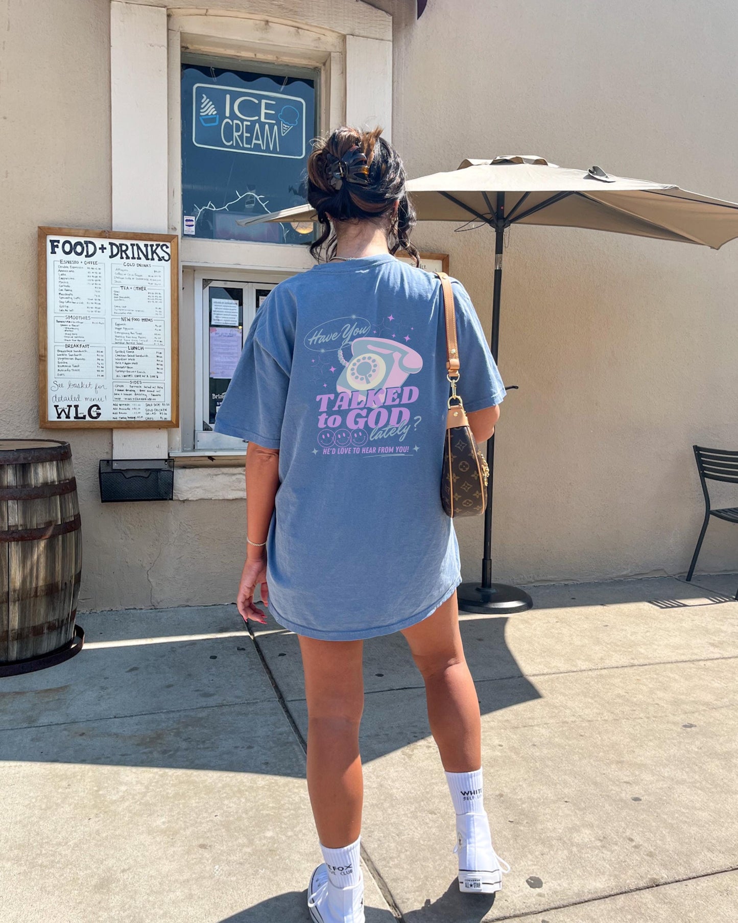 Pastel "Talked to God Lately?" T-Shirt: Retro Christian Graphic Tee