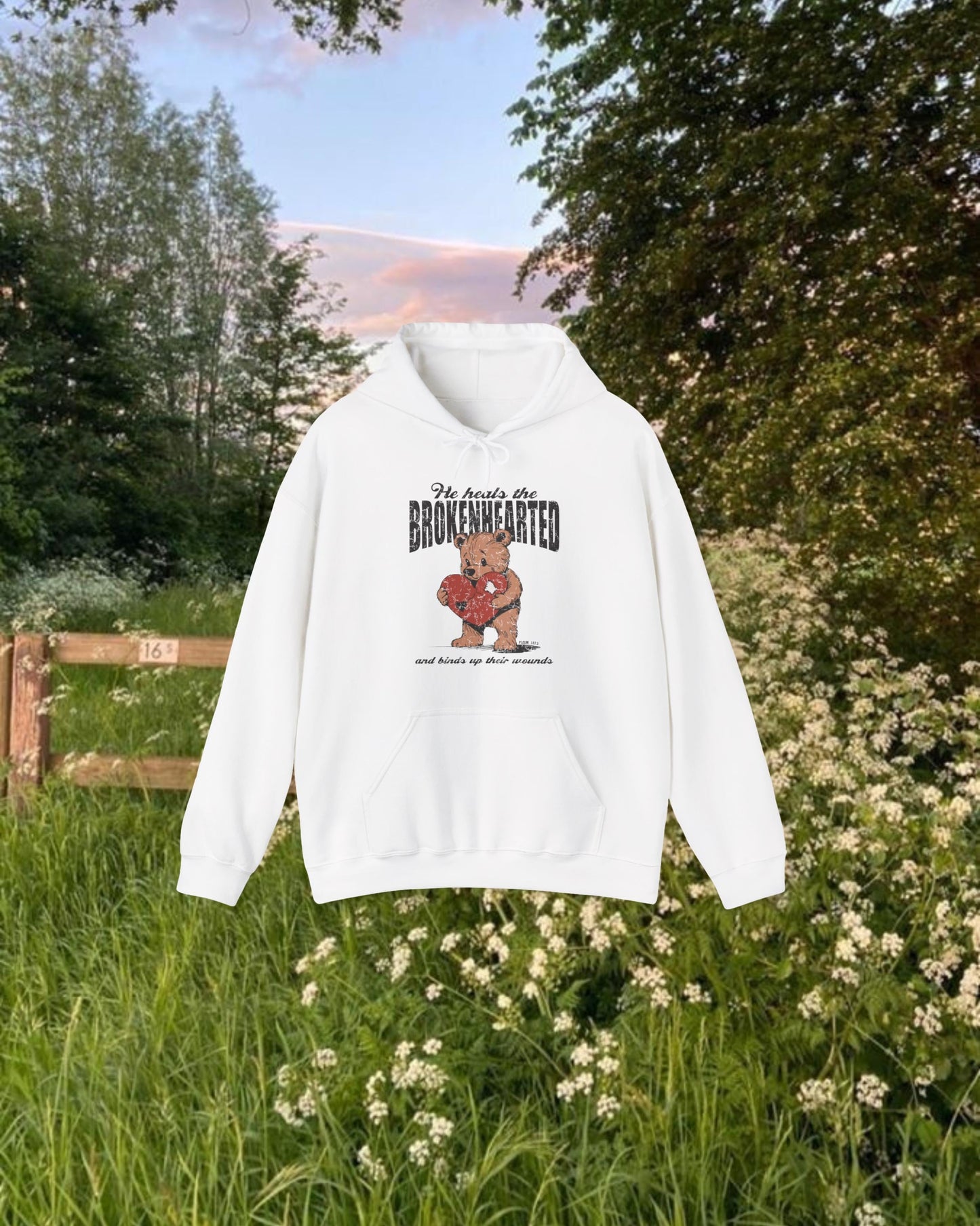 Brokenhearted Hoodie, Christian Sweatshirt, Psalm 147:3 Bible Verse Hoodie, Healing Gift for Her, Scripture Hoodie, Jesus Hoodie, Y2K Hoodie