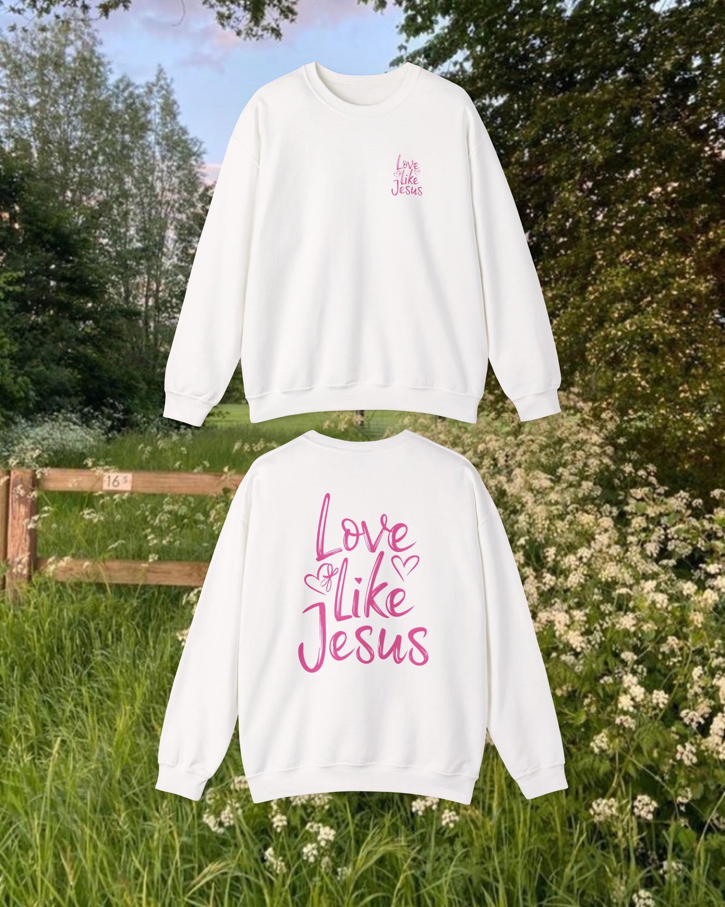 Love Like Jesus Sweatshirt: Pink Christian Coquette Hoodie