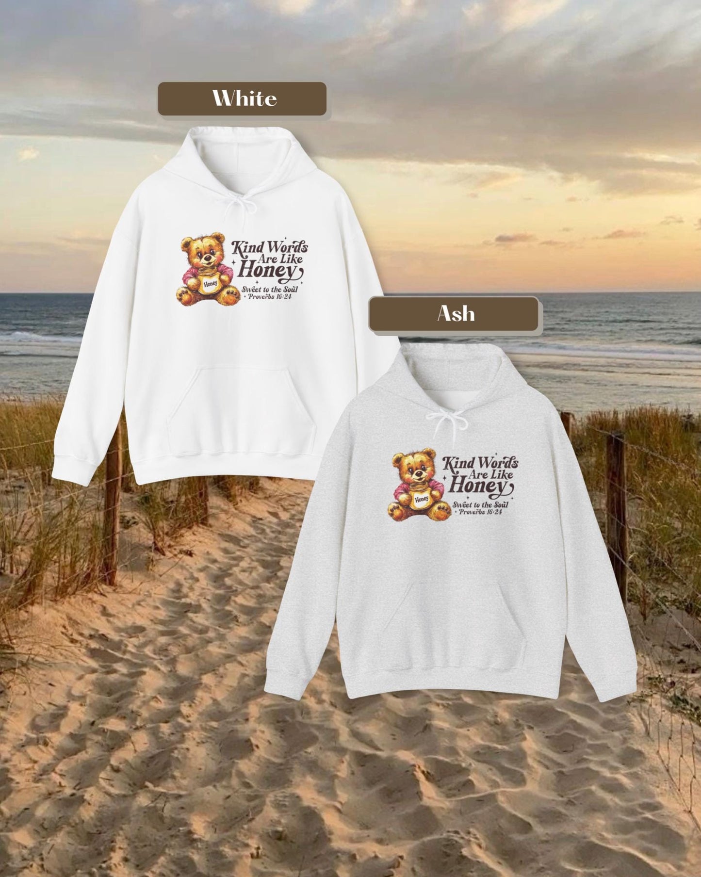 Kind Words Sweet Like Honey Hoodie, Proverbs 16:24, Bible Verse Hoodie, Faith Based Hoodie, Jesus Hoodie, Christian Gift, Gift for Her