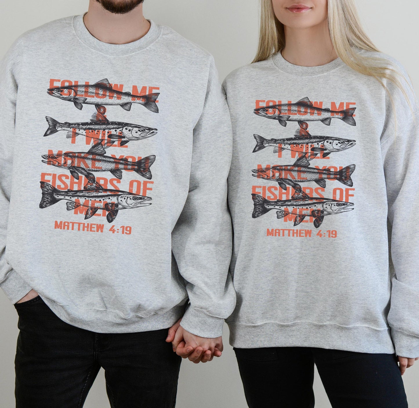 Fishers of Men Crewneck, Matthew 4:19 Sweatshirt, Christian Fishing Sweater, Faith Based Outdoor Apparel, Bible Verse Crewneck, Gift for Him