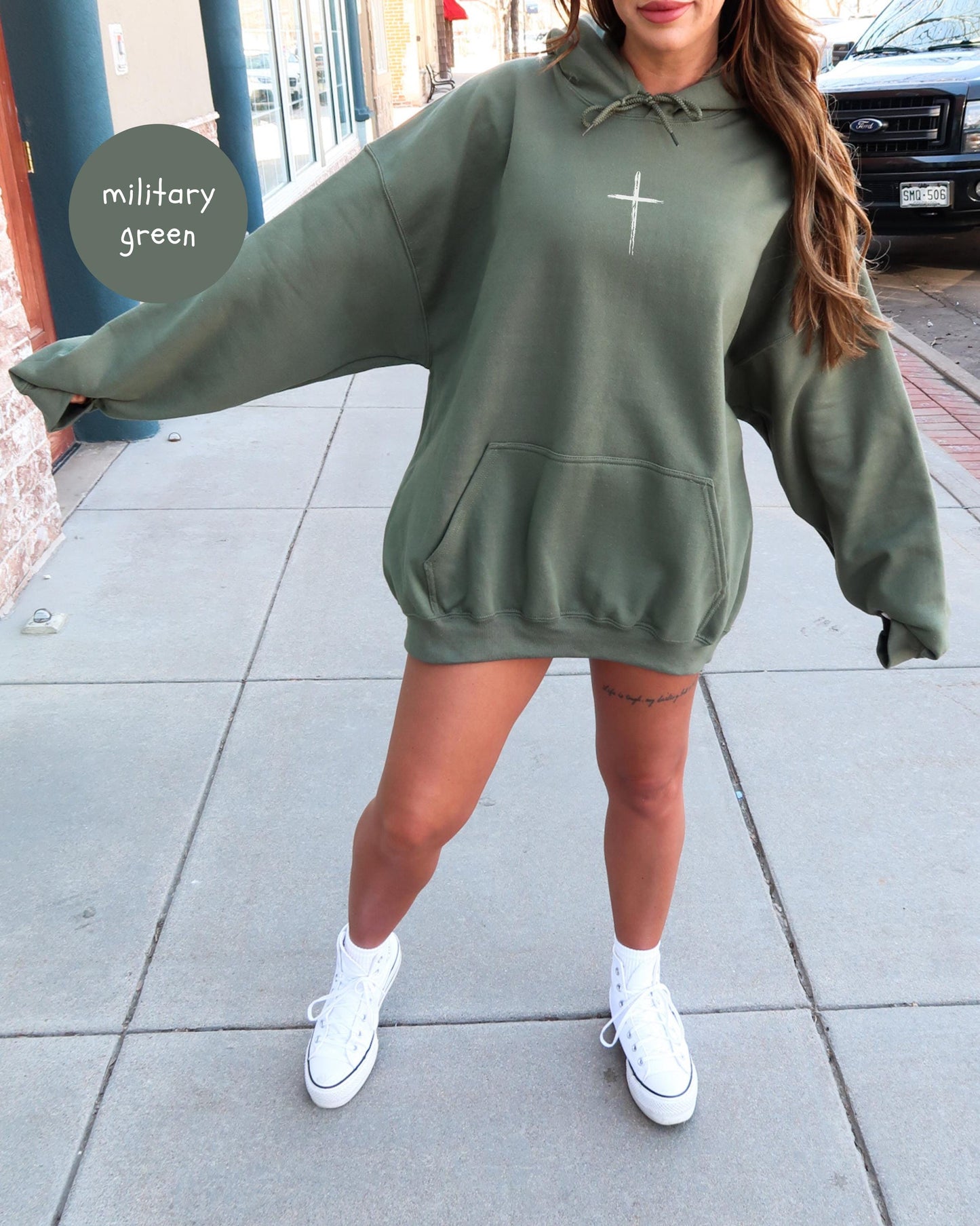 The Good News Hoodie: Christian Scripture Sweatshirt, Distressed Font