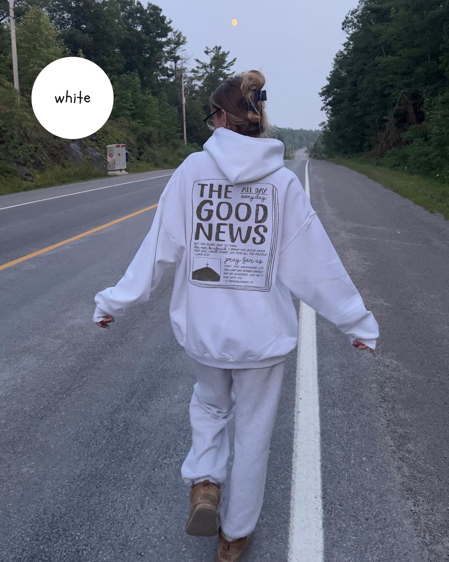 The Good News Christian Hoodie: Distressed Scripture Design