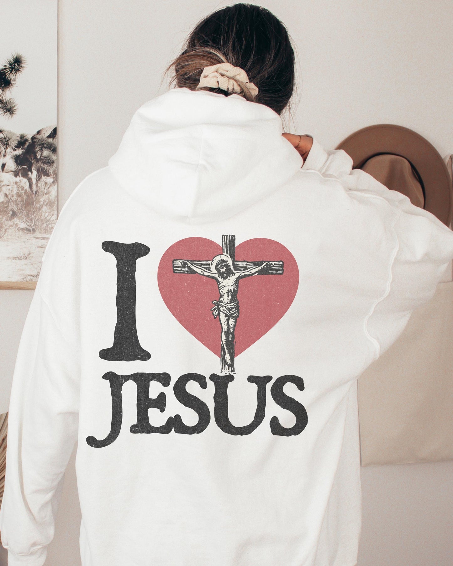 I Love Jesus Hoodie: Vintage Cross Graphic, Christian Y2K Sweatshirt