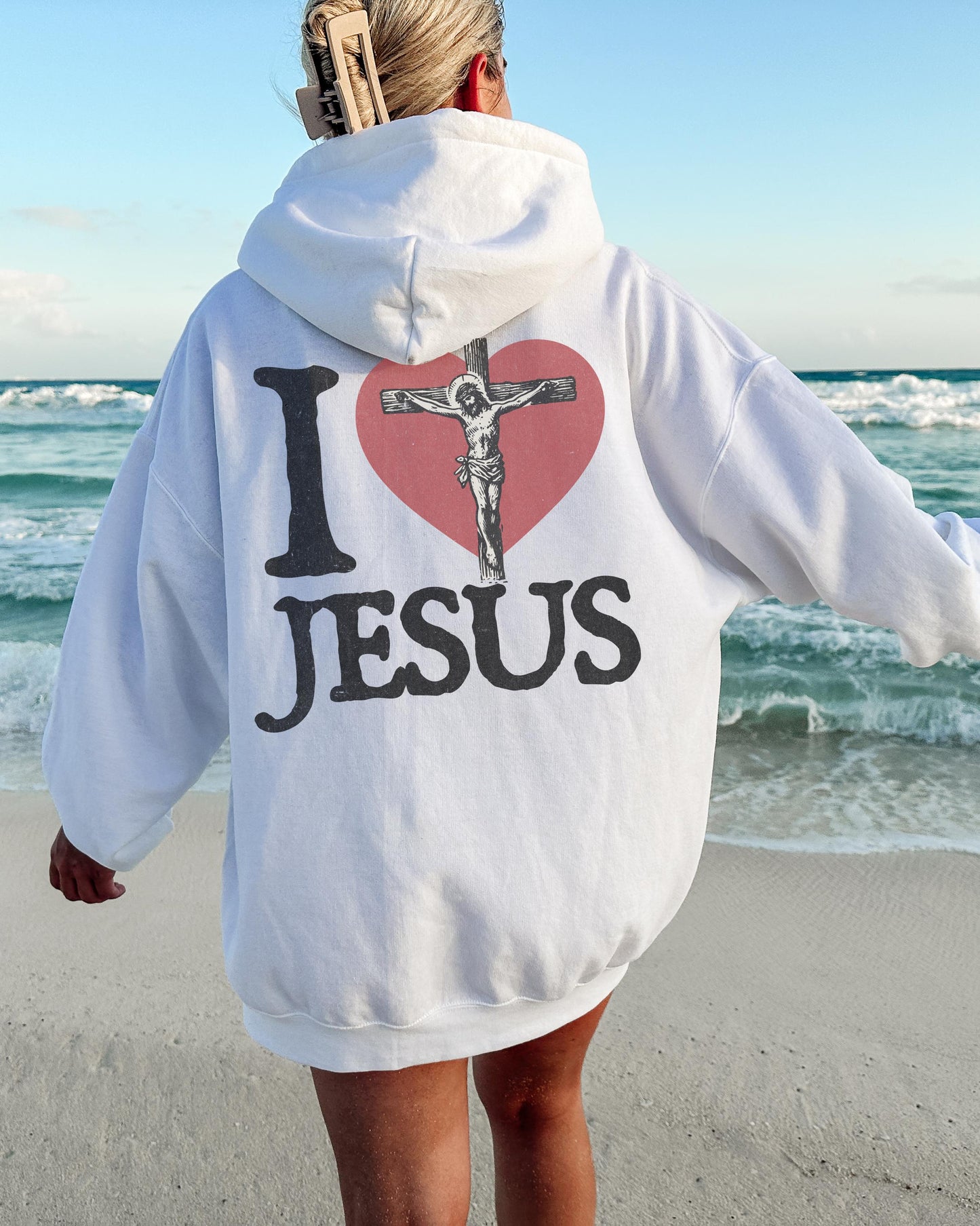 I Love Jesus Hoodie: Vintage Cross Graphic, Christian Y2K Sweatshirt