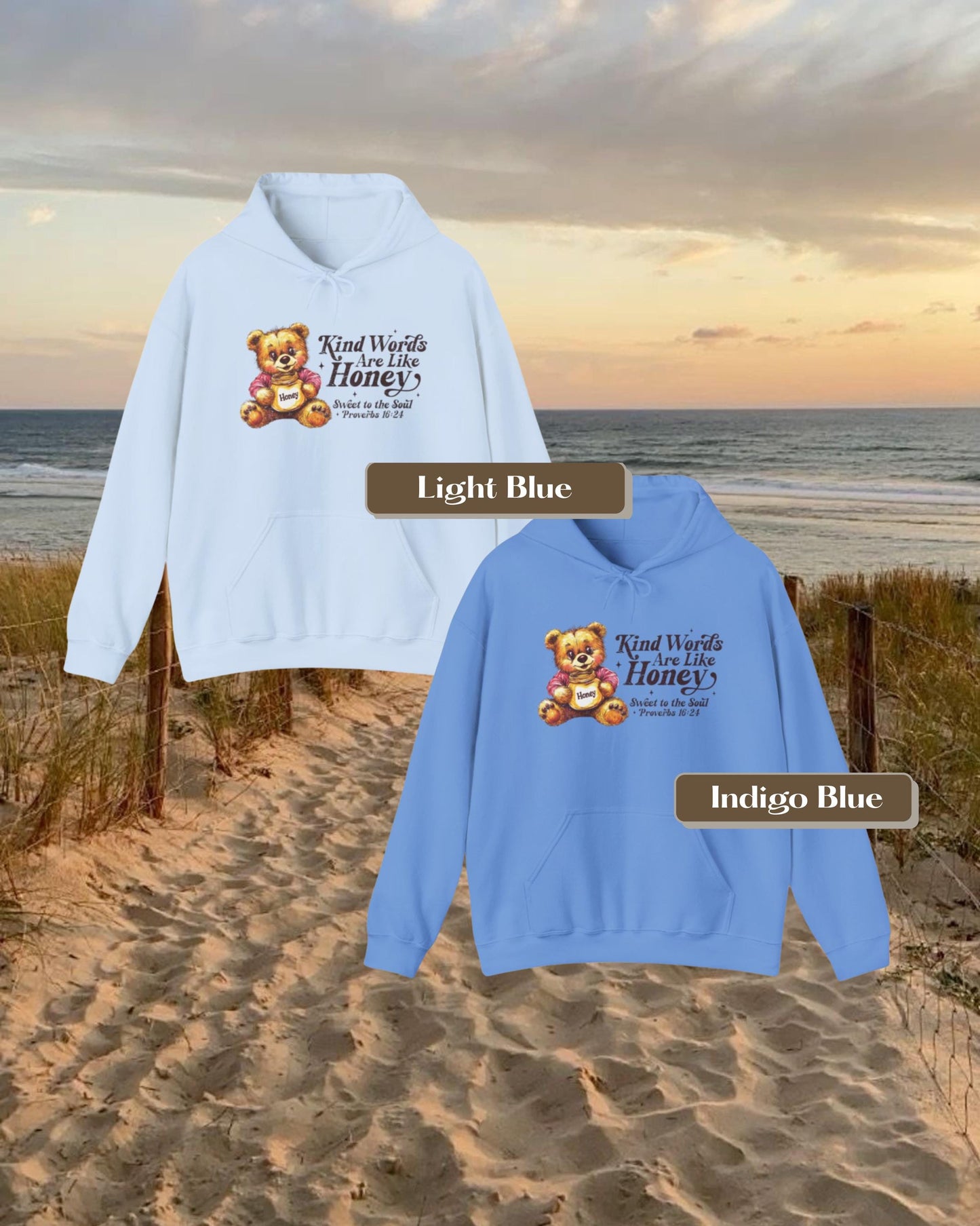 Kind Words Sweet Like Honey Hoodie, Proverbs 16:24, Bible Verse Hoodie, Faith Based Hoodie, Jesus Hoodie, Christian Gift, Gift for Her