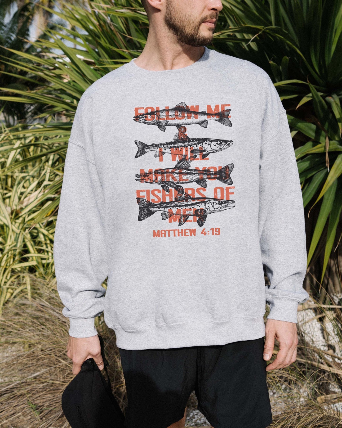 Fishers of Men Crewneck, Matthew 4:19 Sweatshirt, Christian Fishing Sweater, Faith Based Outdoor Apparel, Bible Verse Crewneck, Gift for Him