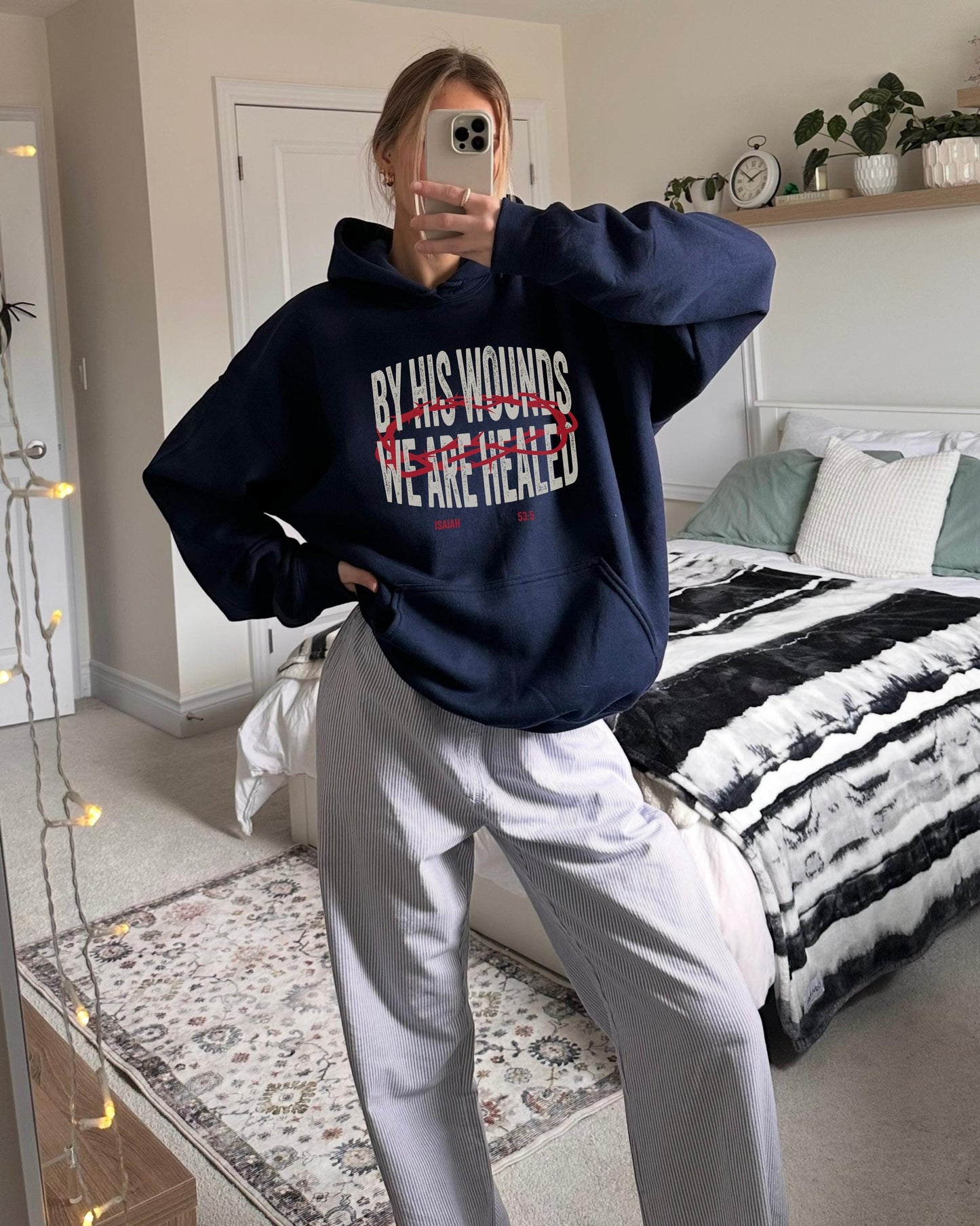 By His Wounds Hoodie, Jesus Heals, Christian Hoodie, Isaiah 54:3, Scripture Sweatshirt, Vintage Graphic Hoodie, Jesus Hoodie, Faith Gift