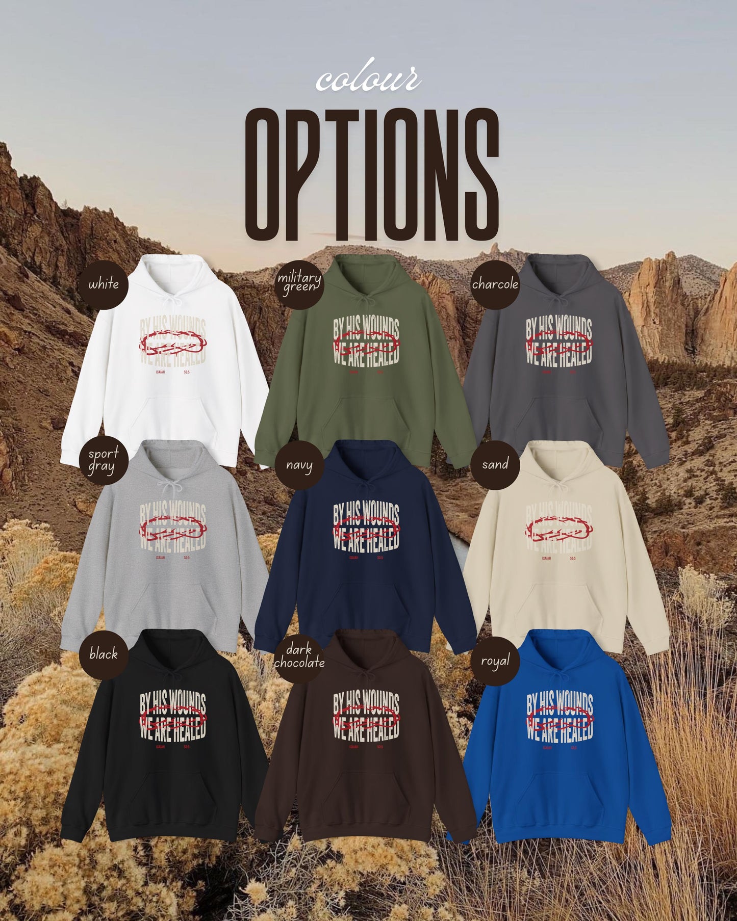 By His Wounds Hoodie, Jesus Heals, Christian Hoodie, Isaiah 54:3, Scripture Sweatshirt, Vintage Graphic Hoodie, Jesus Hoodie, Faith Gift