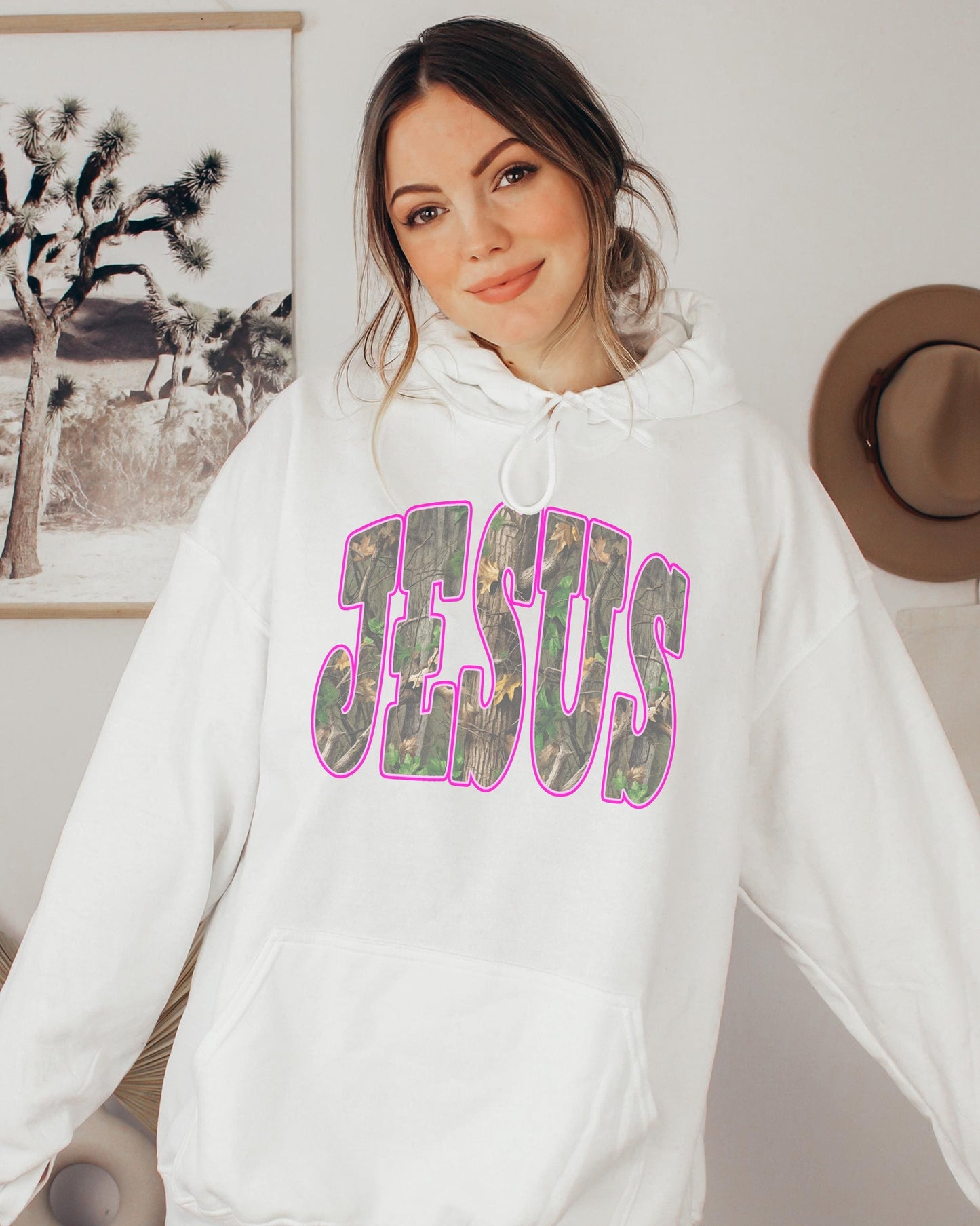 Camo Jesus Hoodie: Christian Western Sweatshirt, Faith Based Sweater