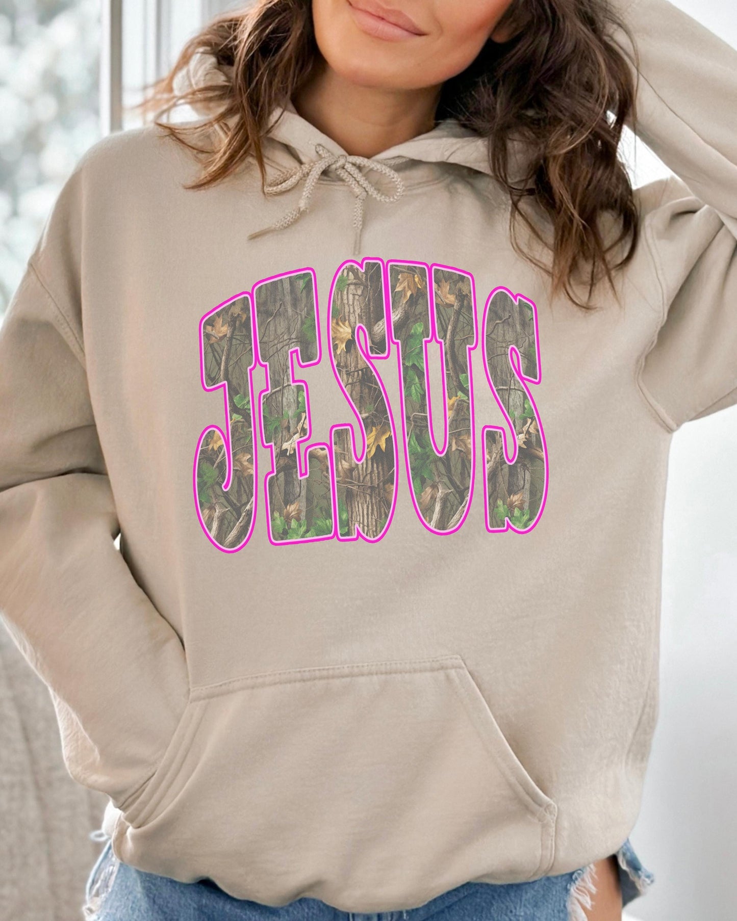Camo Jesus Hoodie: Christian Western Sweatshirt, Faith Based Sweater