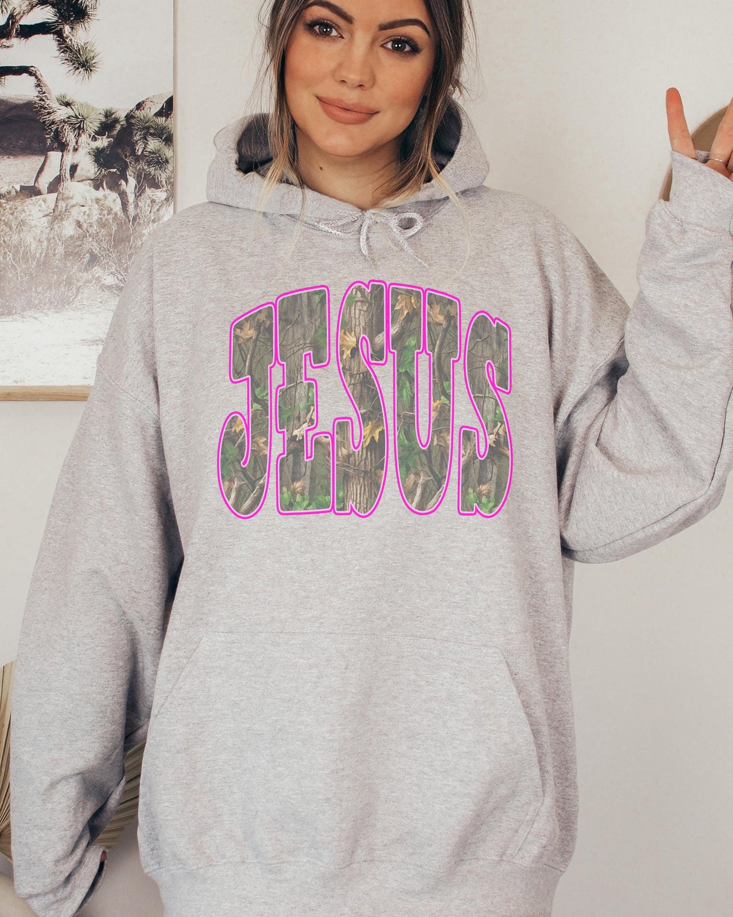 Camo Jesus Hoodie: Christian Western Sweatshirt, Faith Based Sweater