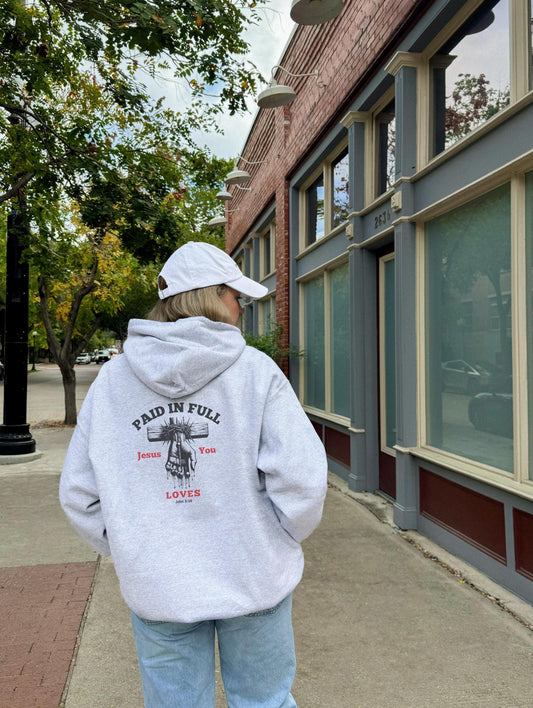 Paid In Full Christian Hoodie: Bible Verse Graphic Sweatshirt
