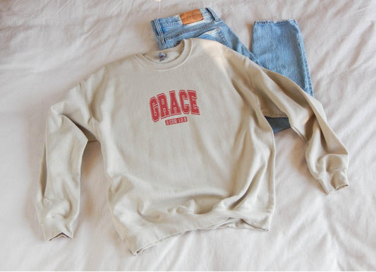 Grace Crewneck Sweatshirt: Faith-Based Christian Gift
