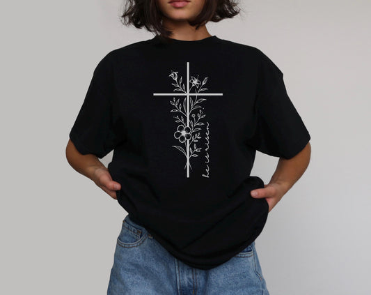 Floral Cross T-Shirt: Christian Faith Graphic Tee