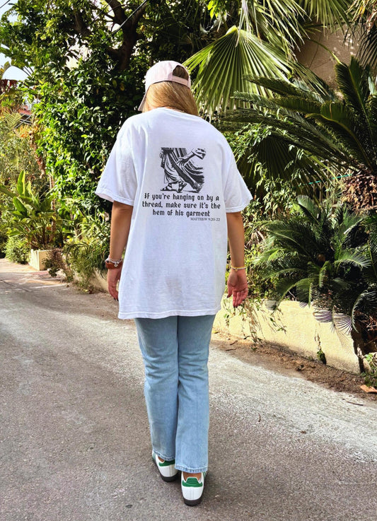 Christian T-Shirt, Matthew 9:20-22 Bible Verse Tee, Faith-Based Oversized Shirt, Jesus Graphic Tee, Inspirational Scripture Shirt, Jesus Tee